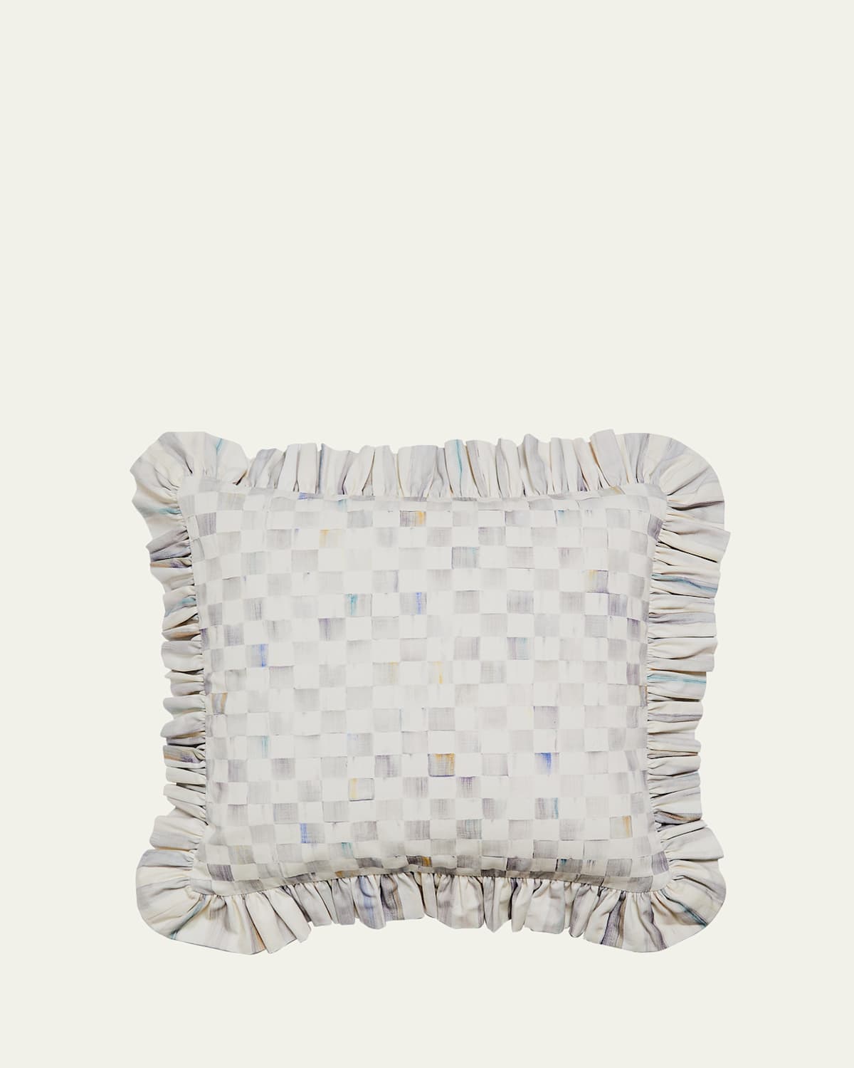 MacKenzie-Childs Sterling Check Ruffle Throw Pillow