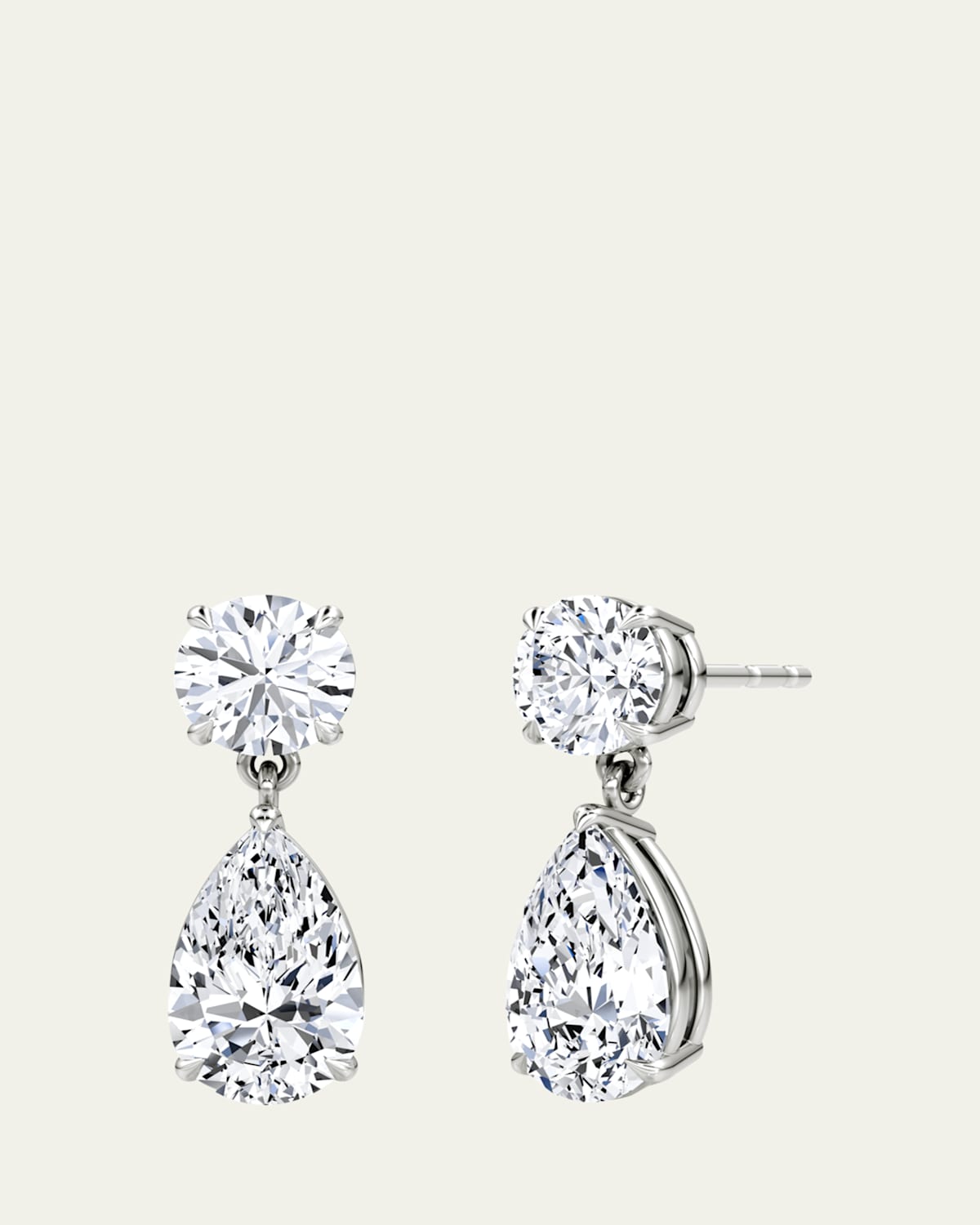14K White Gold Duo Lab Grown Diamond Pear Drop Earrings, 3.00tcw