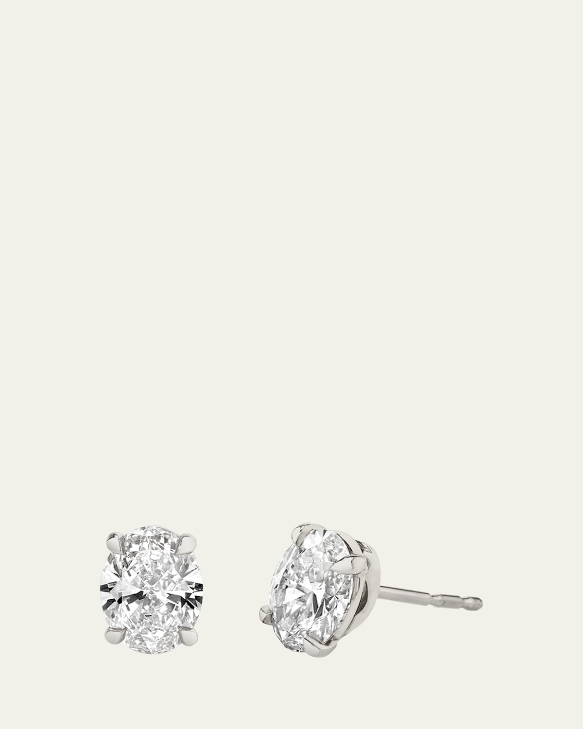 14K White Gold Oval Solitaire Lab Grown Diamond Stud Earrings, 0.5tcw