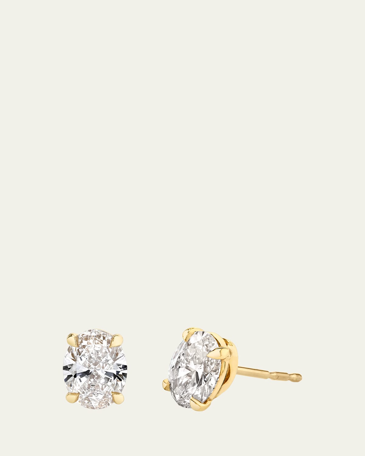 14K White Gold Oval Solitaire Lab Grown Diamond Stud Earrings, 1.00tcw