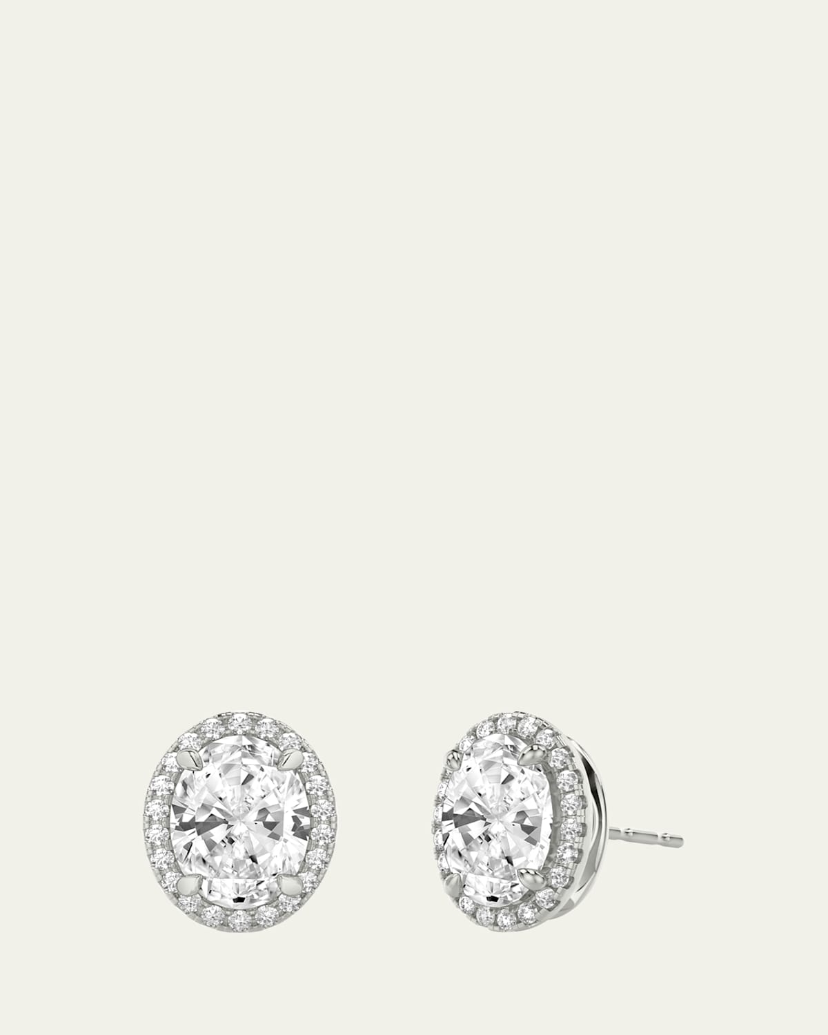 14K White Gold Oval Halo Lab Grown Diamond Stud Earrings, 1.00tcw