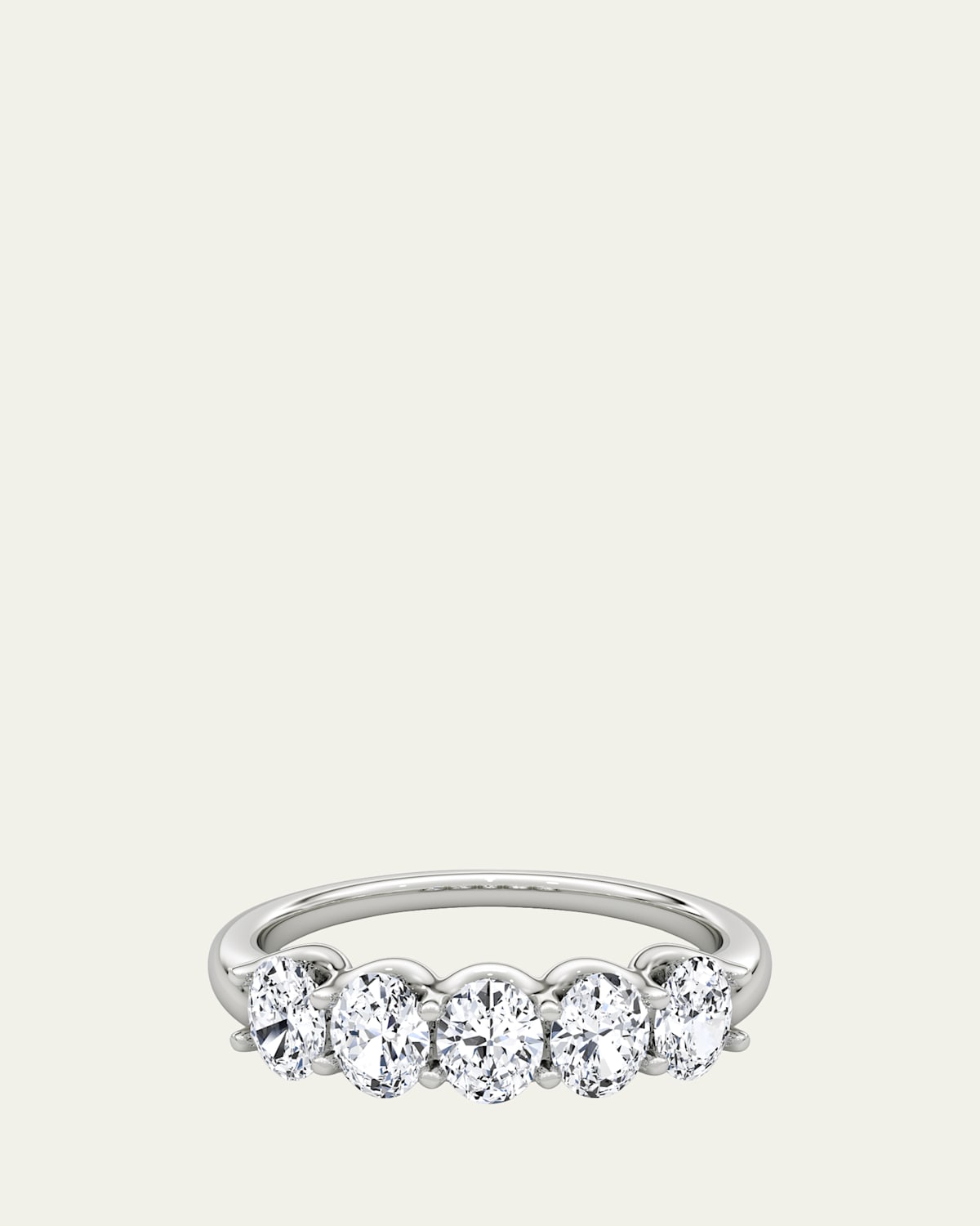 14K White Gold Five-Stone Oval Lab Grown Diamond Band