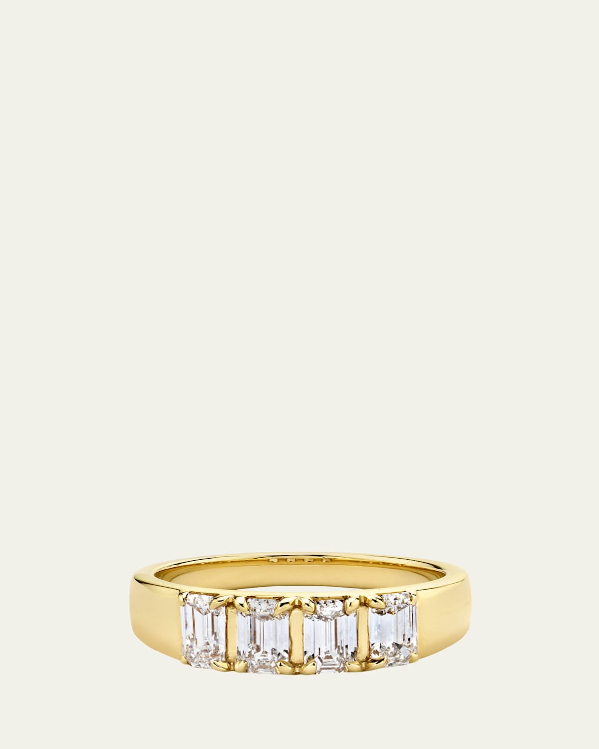 14K Gold Lab Grown Diamond Emerald Tetrad Ring, 1.00tcw