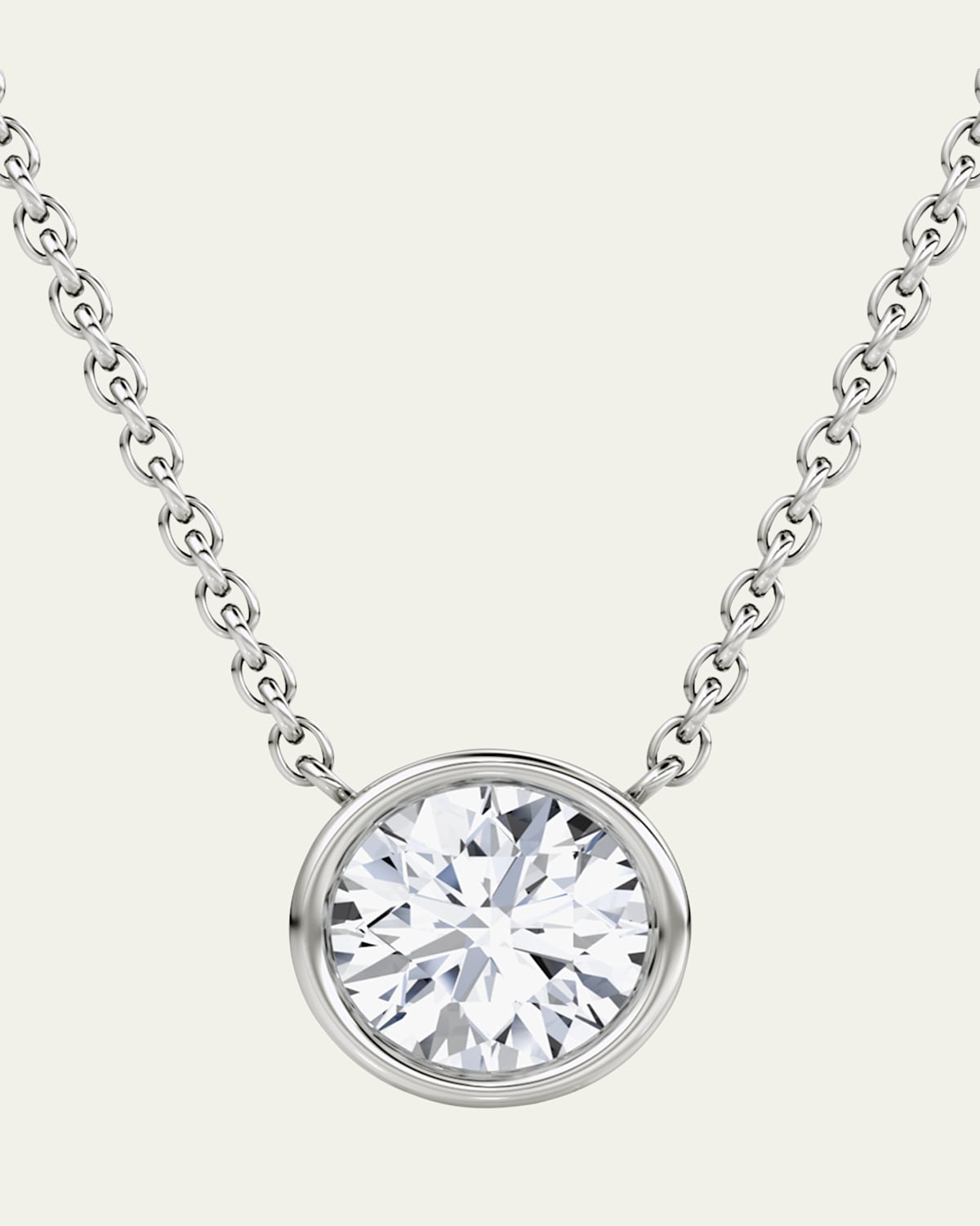 Round Bezel-Cut Lab Grown Diamond Solitaire Necklace, 0.75tcw