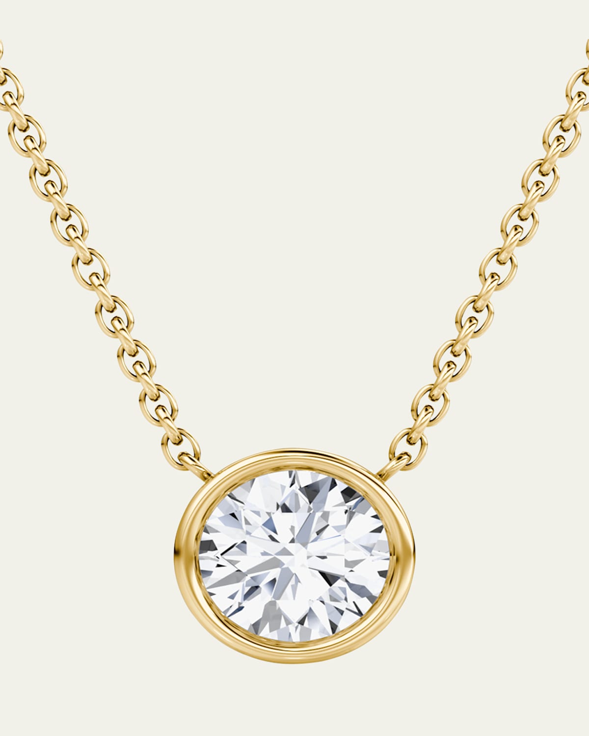 Round Bezel-Cut Lab Grown Diamond Solitaire Necklace, 0.75tcw
