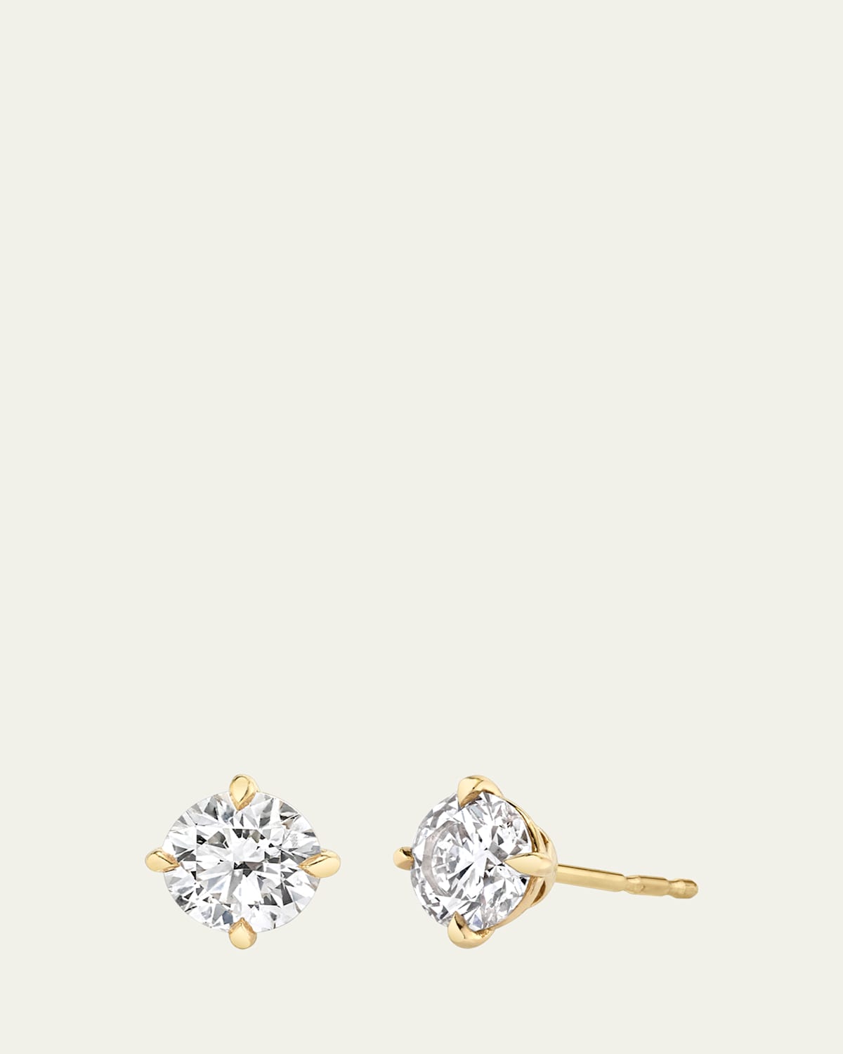 14K Gold Brilliant Round Solitaire Lab Grown Diamond Stud Earrings, 2.00tcw