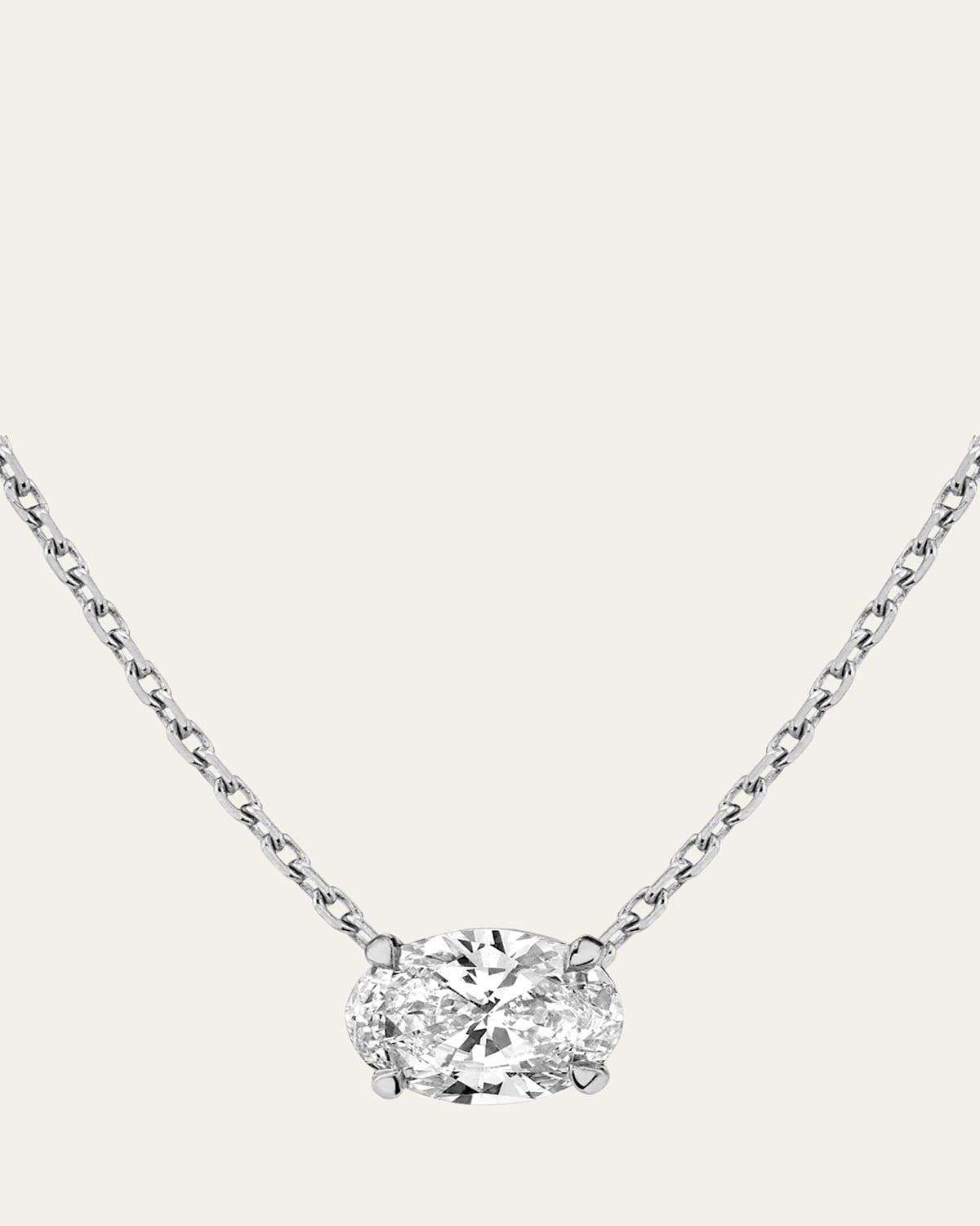 Oval-Cut Solitaire Lab Grown Diamond Necklace, 1.0tcw