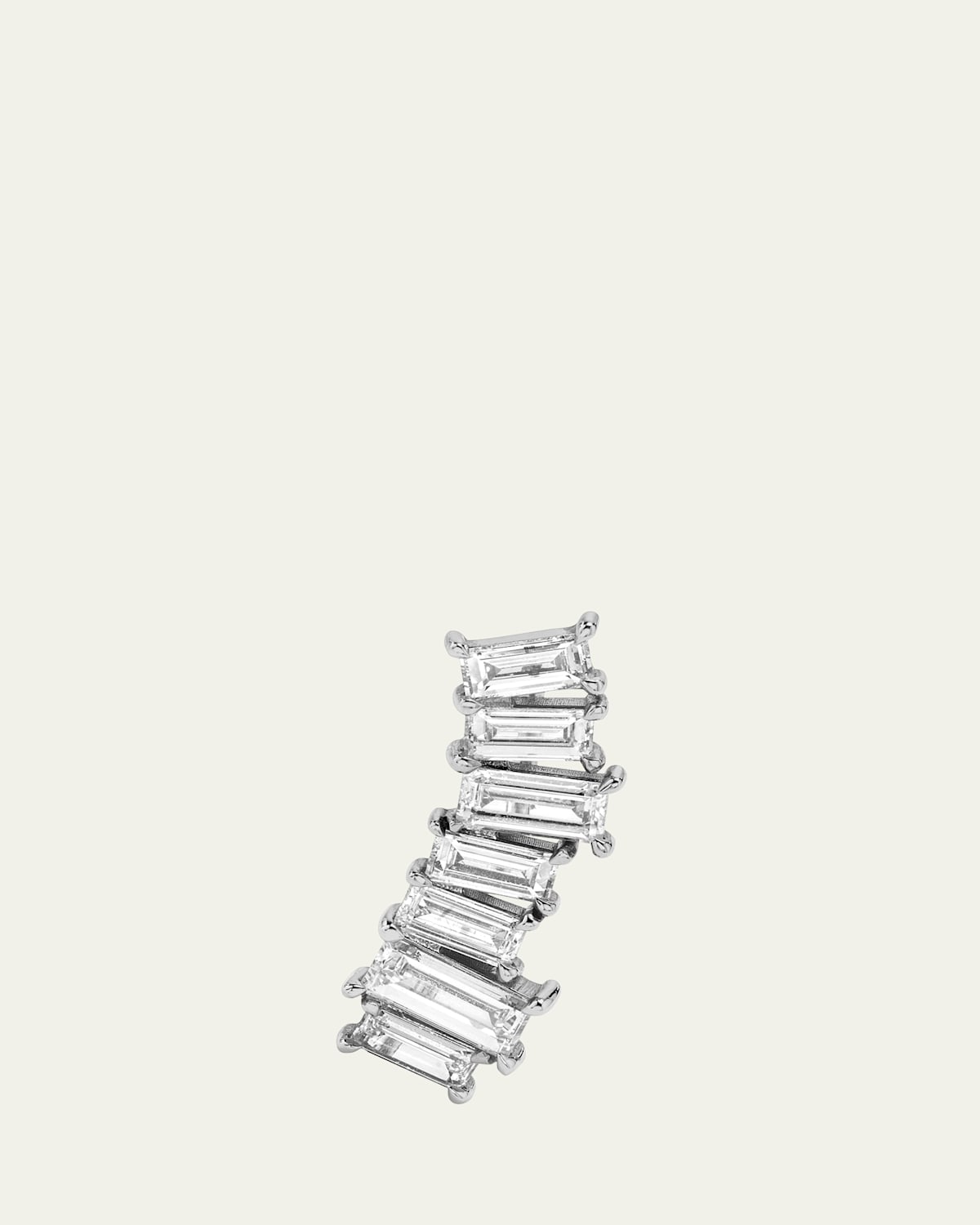 14K Gold Baguette Lab Grown Diamond Ear Climber, Single