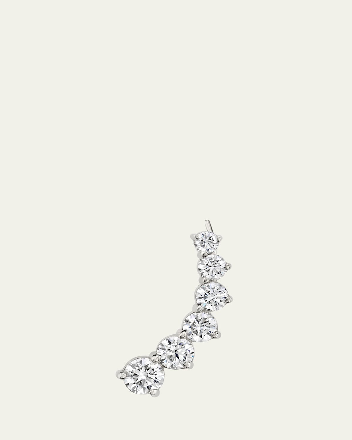 14K White Gold 6-Stone Brilliant Round Lab Grown Diamond Ear Climber, Single