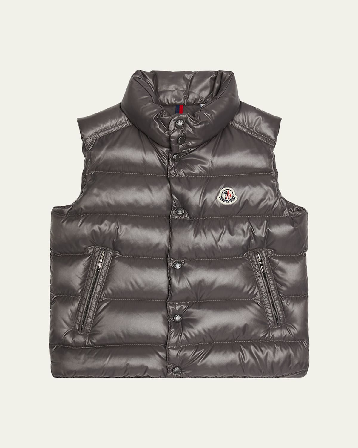 Moncler Kids' Boy's Tib Logo Quilted Vest In Gray
