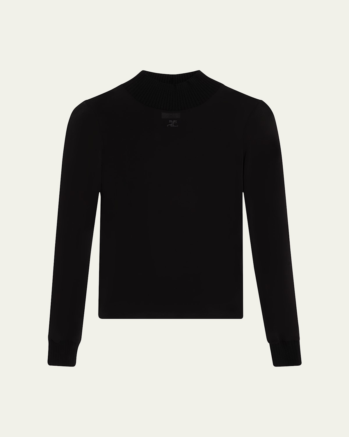 Courrèges Re-edition Mock-neck Long-sleeve Fitted Top In Black