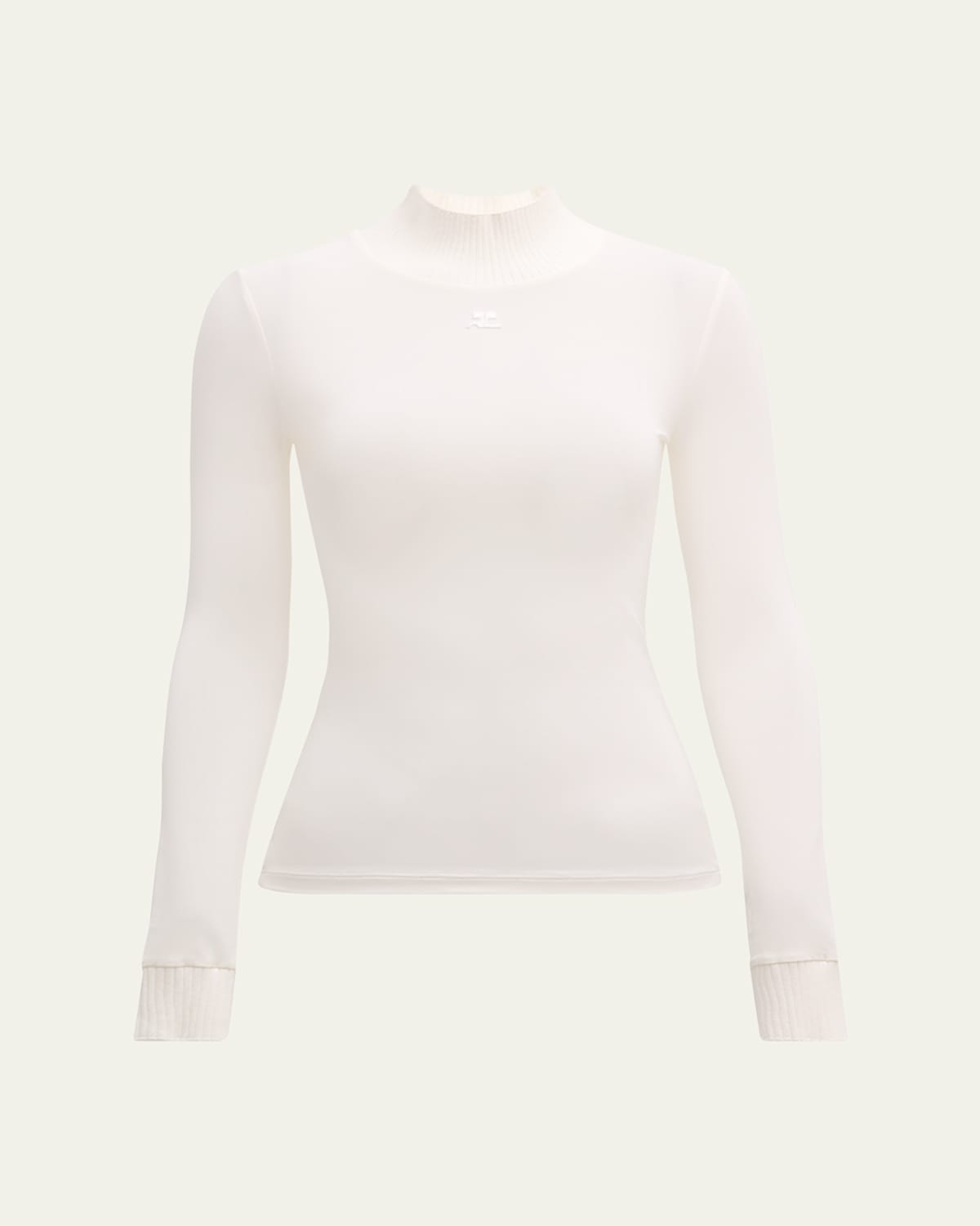 Courrèges Re-edition Mock-neck Long-sleeve Fitted Top In White