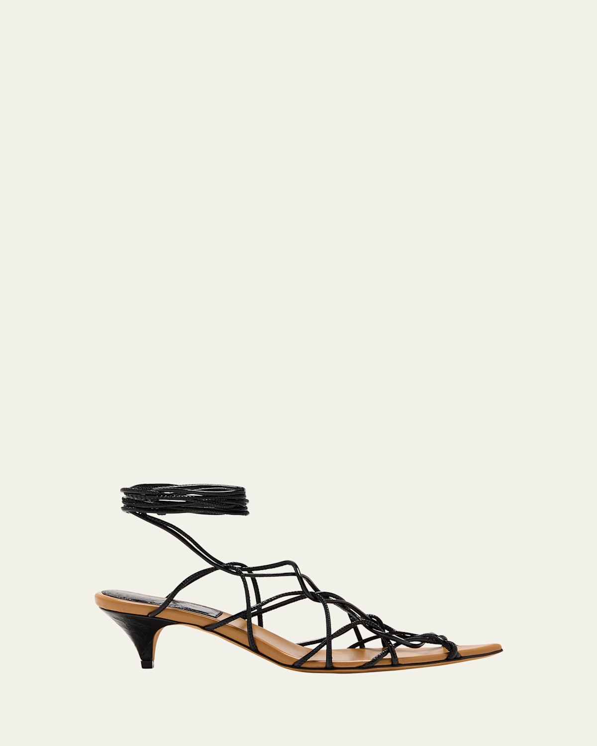 Khaite Arden Lace-up Leather Sandals In Black