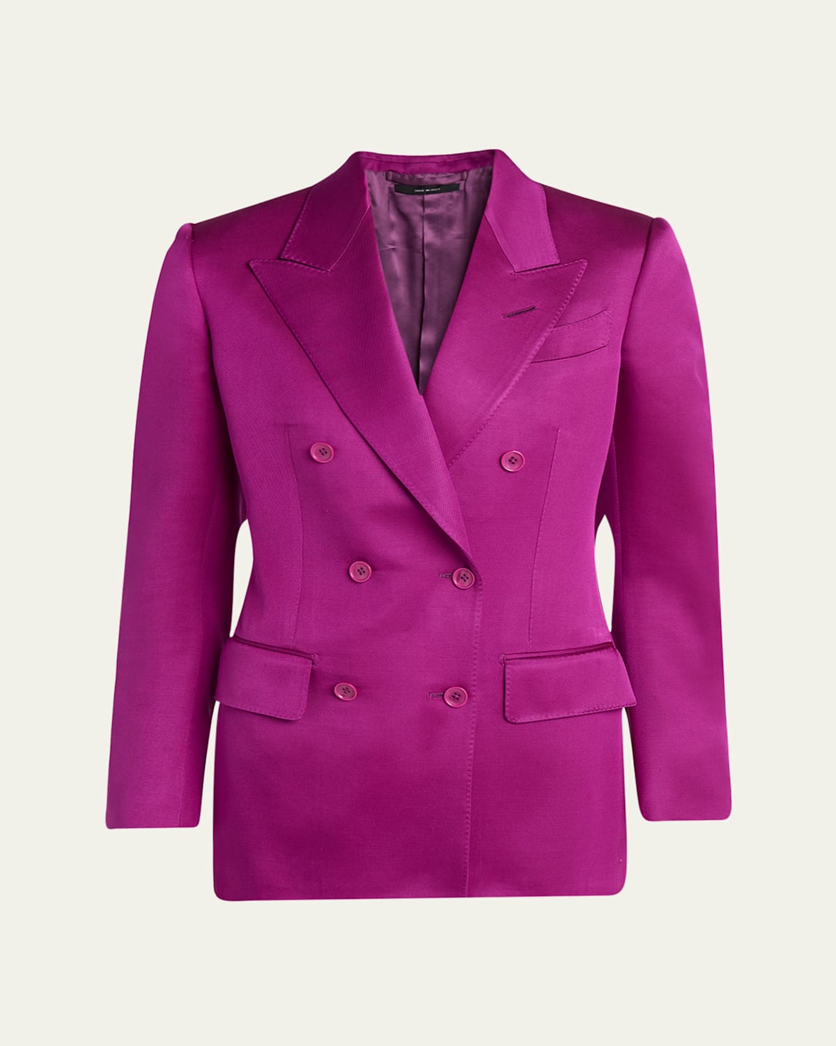 Tom Ford Silk-wool Twill Double-breasted Jacket In Multi