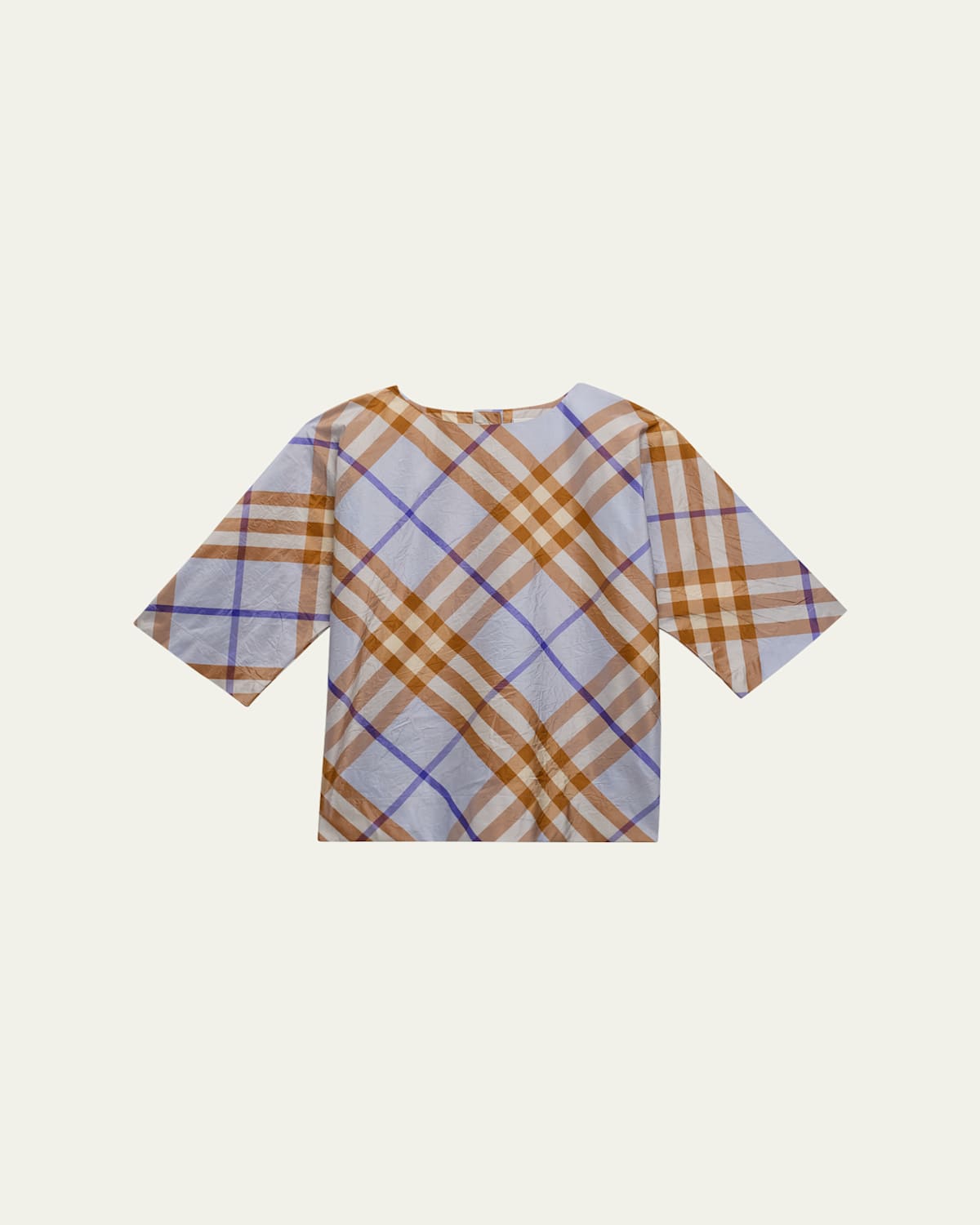 Burberry Girl's Noa Check-print Top In Slate Blue Ip Check