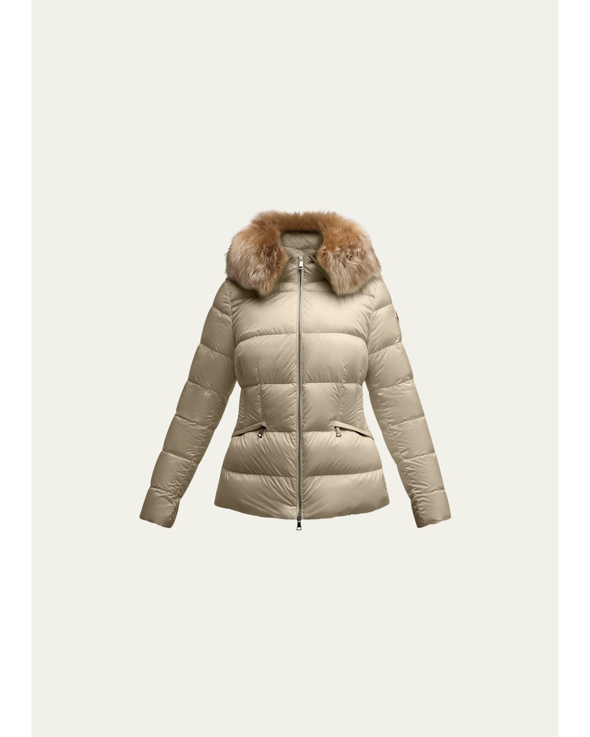 Boed Hooded Shearling-Trimmed Short Down Jacket