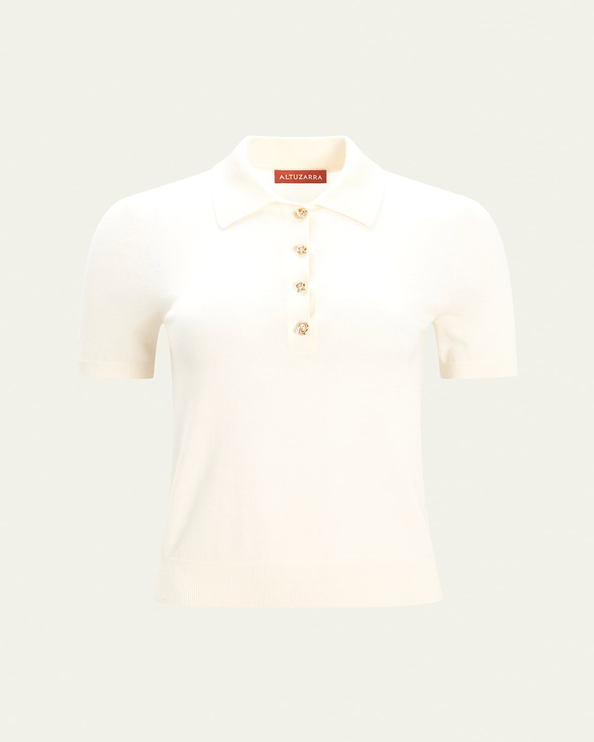 Altuzarra Nemo Polo Short-sleeve Wool Sweater In White