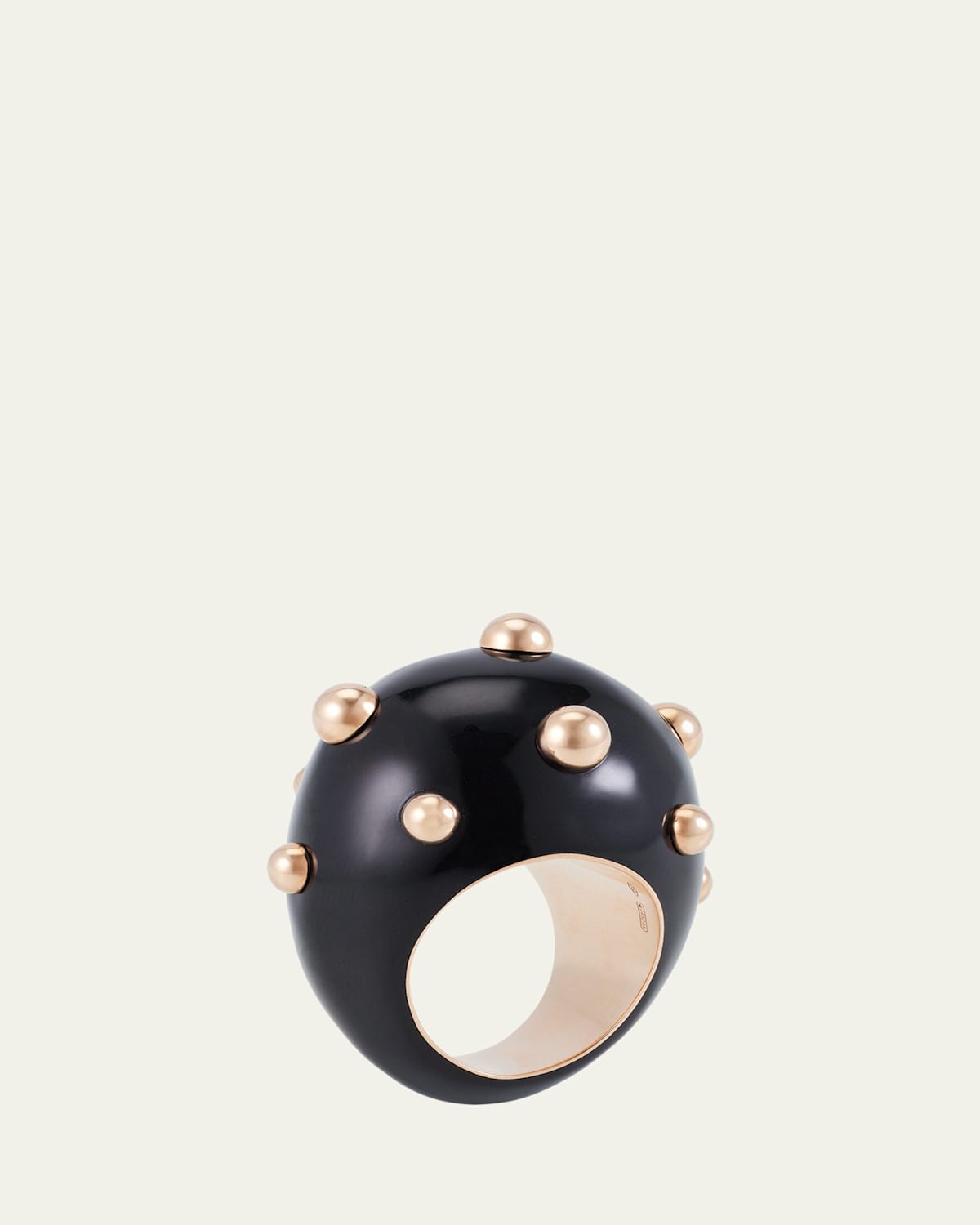 Goccia Ring with Black Enamel in 18K Rose Gold