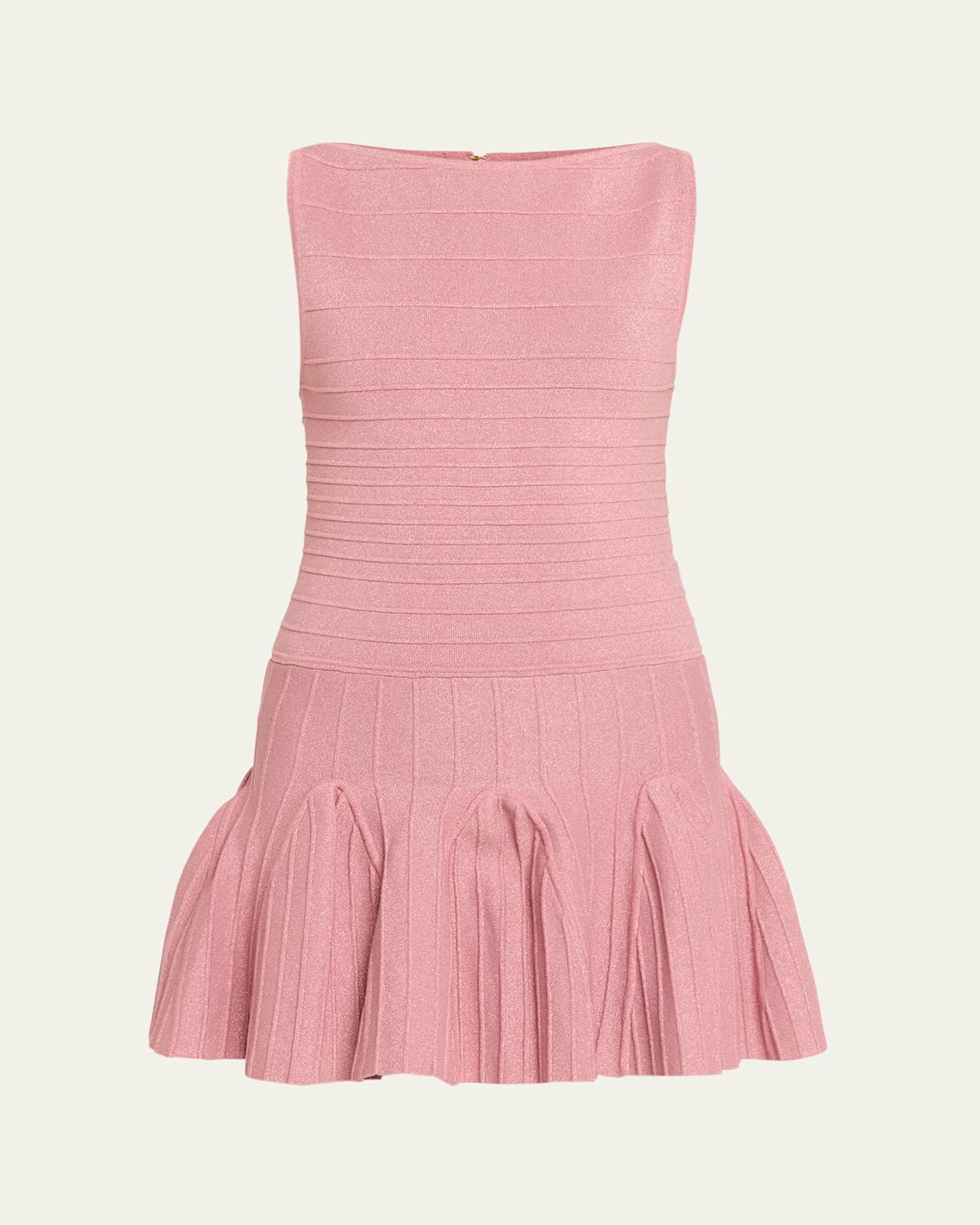 Retroféte Audrina Metallic Knit Godet-skirt Sleeveless Mini Dress