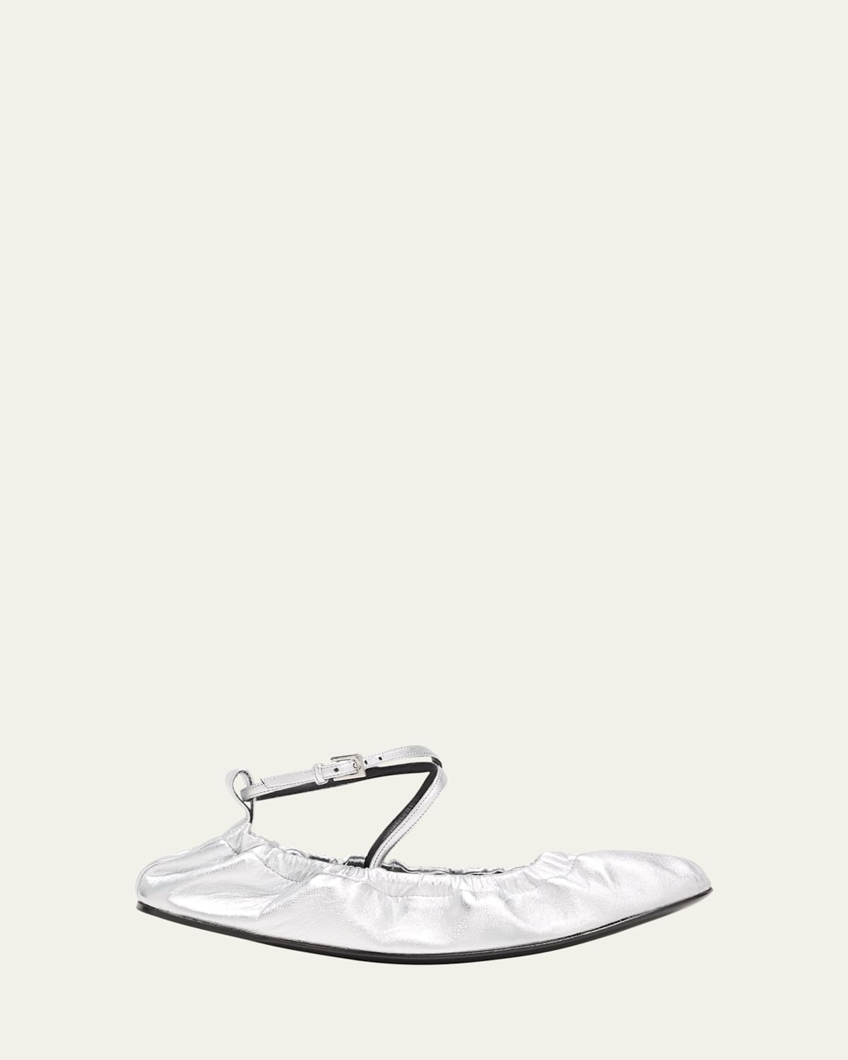 Maia Lambskin Ankle-Strap Ballerina Flats