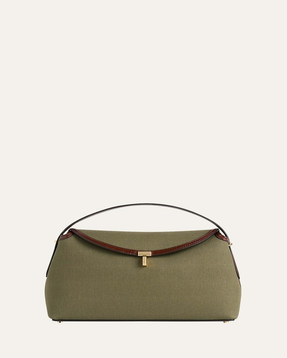 Totême T-lock Canvas Top-handle Bag In Dark Green