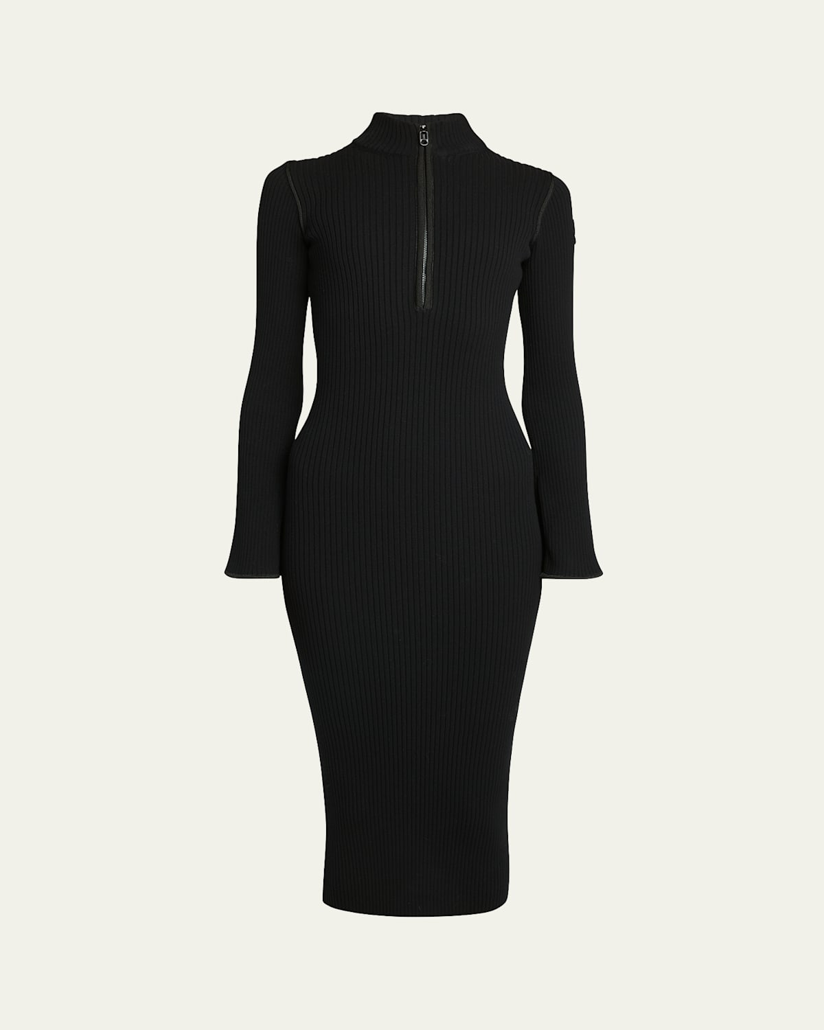 Ribbed Knit Long-Sleeve Sweater Dress