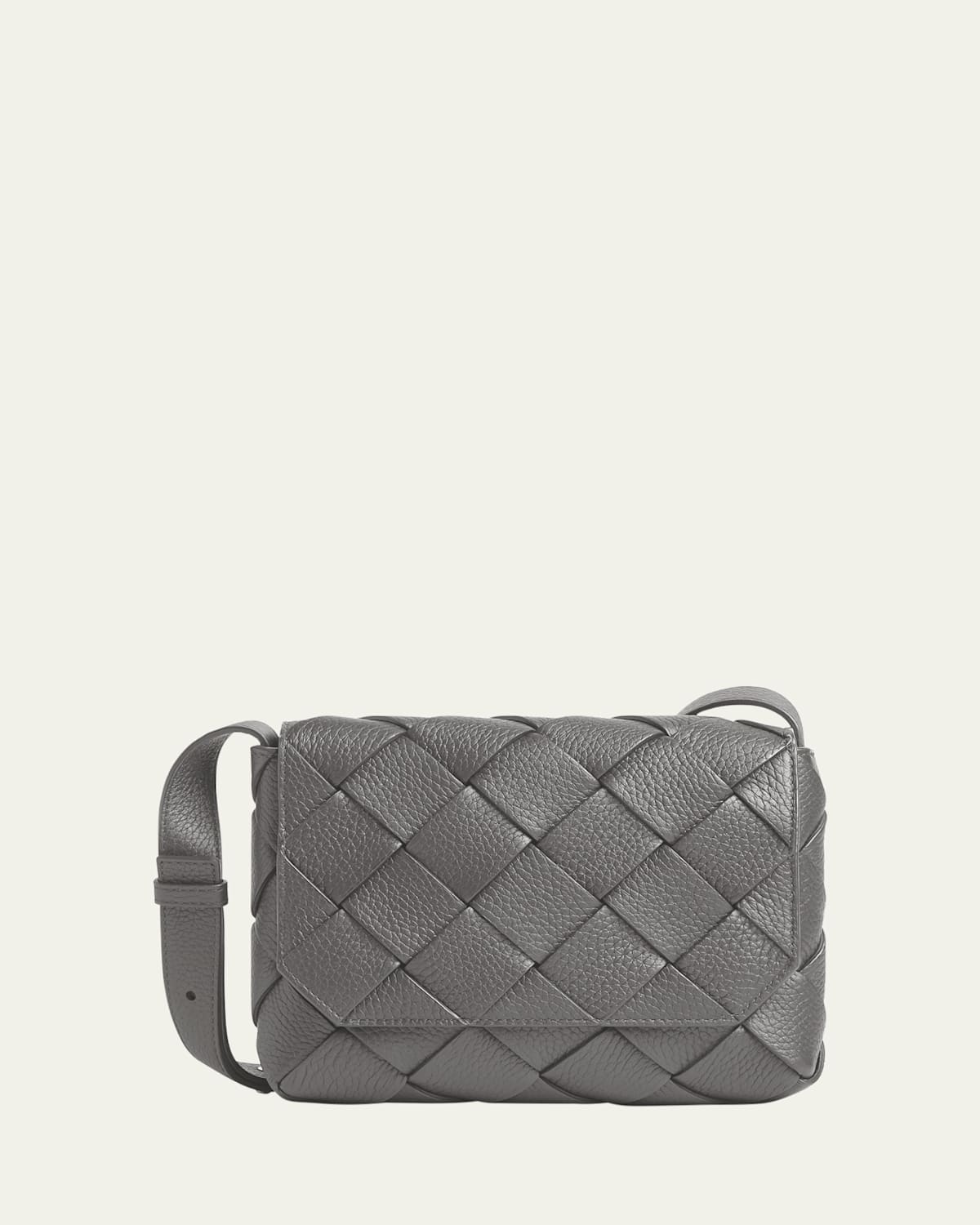 Bottega Veneta Diago Intreccio Leather Crossbody Bag In Drizzle-silver