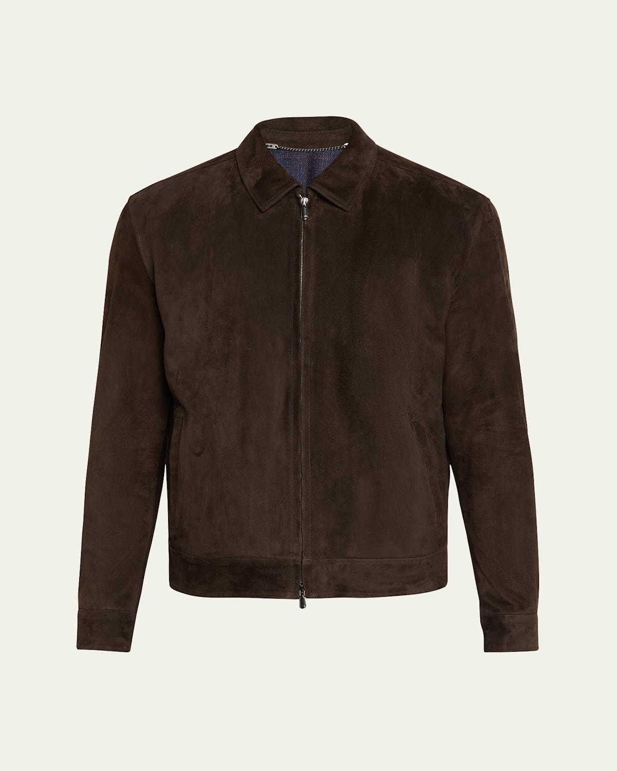 Men's Suede Full-Zip Bomber Jacket