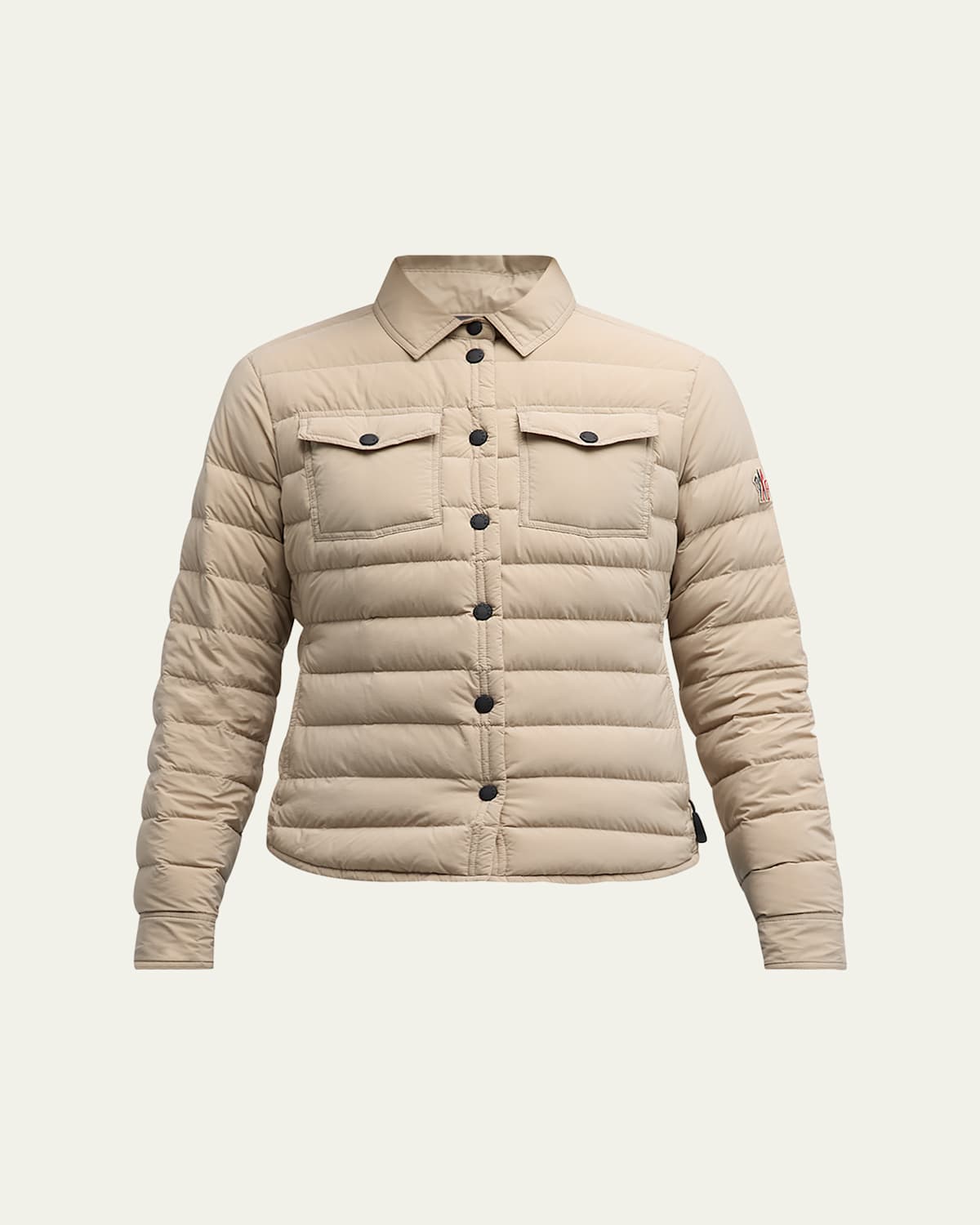 Moncler Rozes Puffer Shirt Jacket In Beige