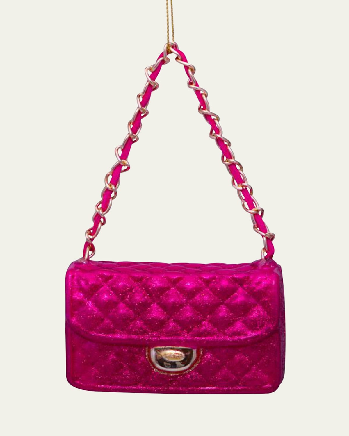 Raspberry Glitter Handbag Christmas Ornament
