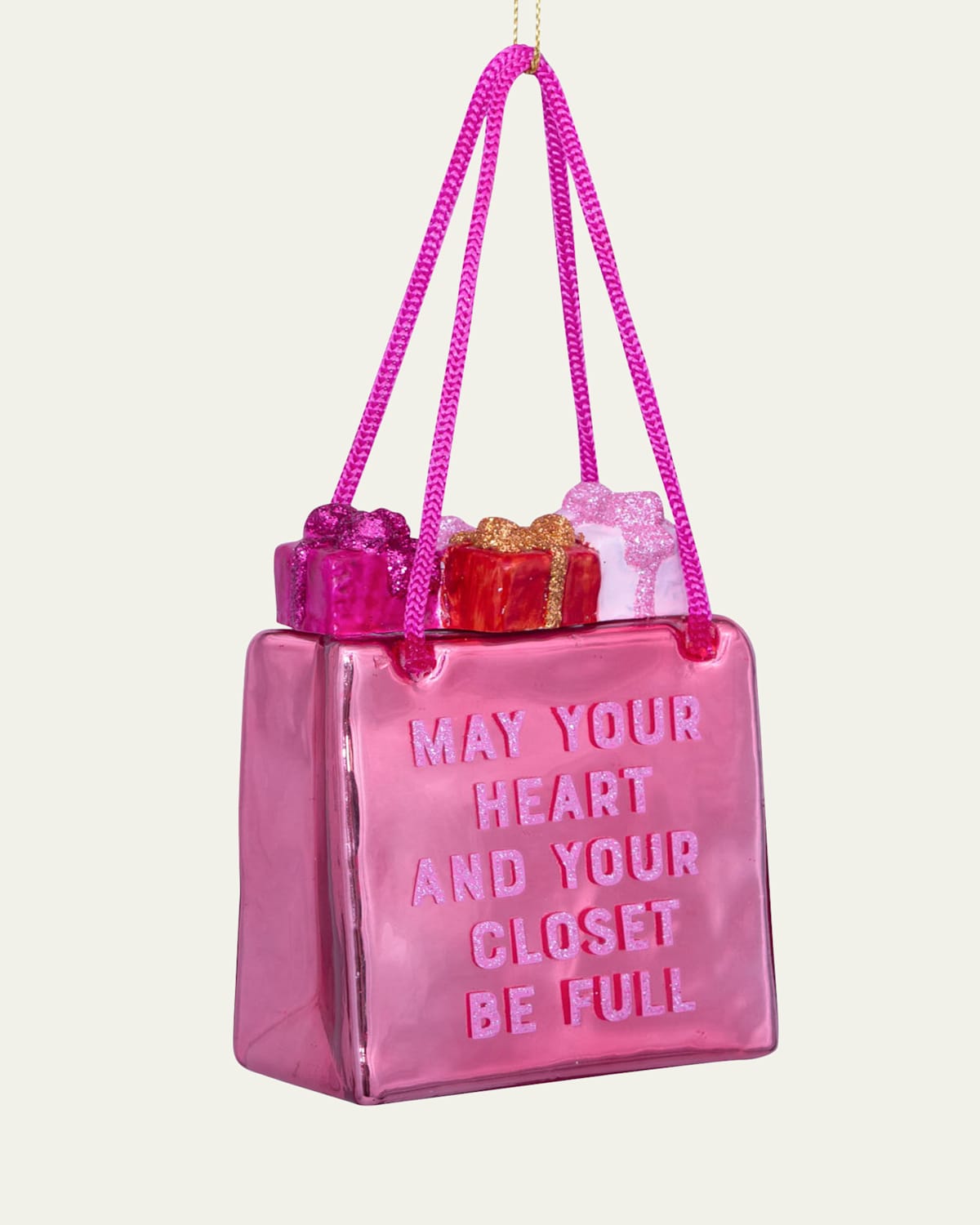 Pink Shopping Bag Christmas Ornament