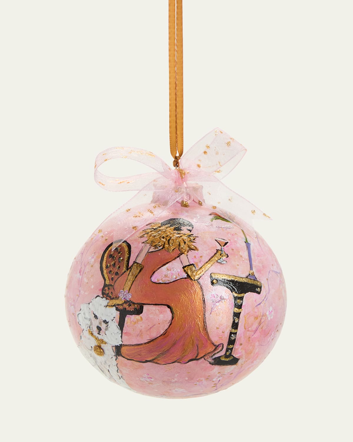 Fashionista with Poodle Christmas Ornament