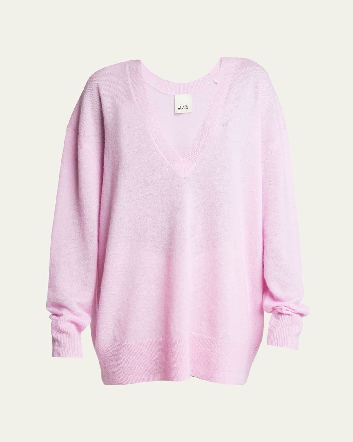 Isabel Marant Larana Oversized V-neck Cashmere Sweater In Light Pink