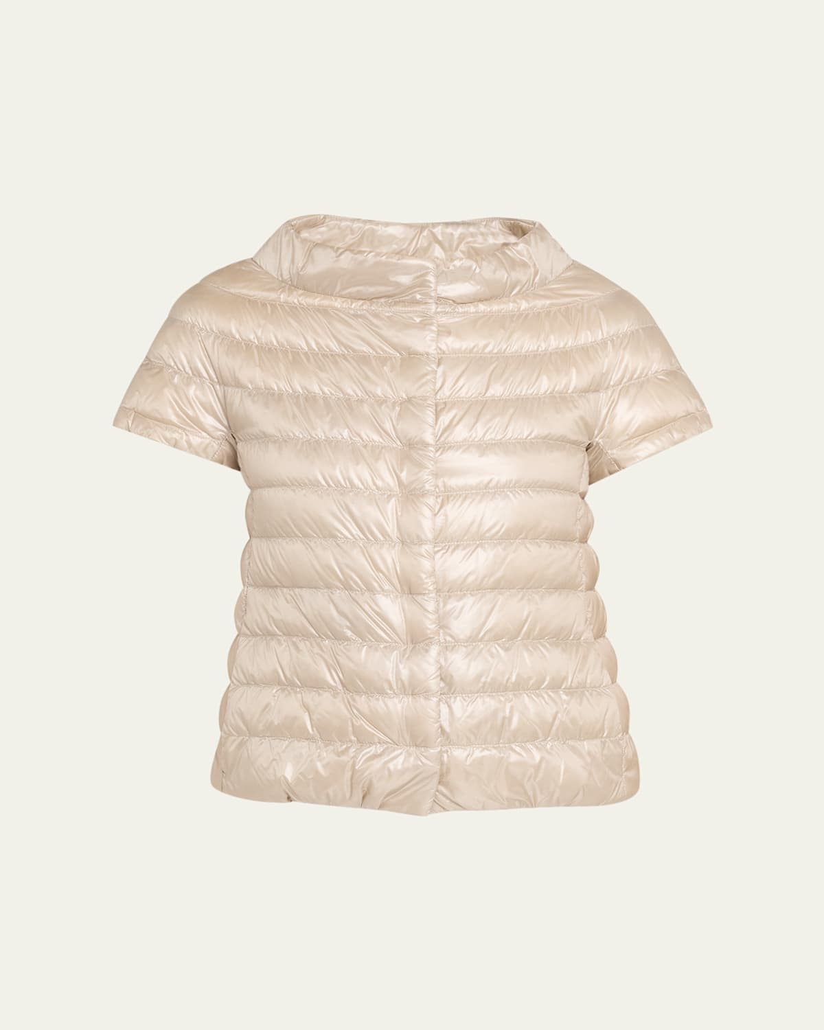 Herno Emilia Water-resistant Ultralight Nylon Puffer Cape In Brown