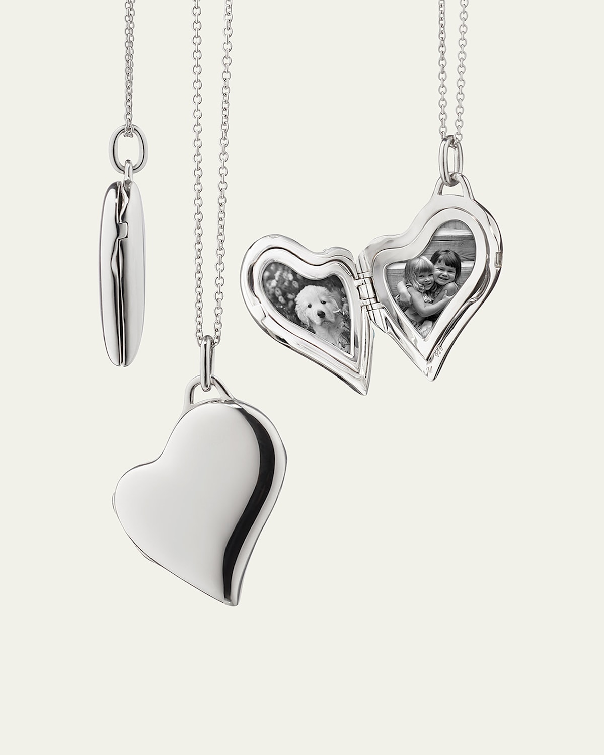 Monica Rich Kosann Sterling Silver Asymmetrical Heart Slim Locket Necklace