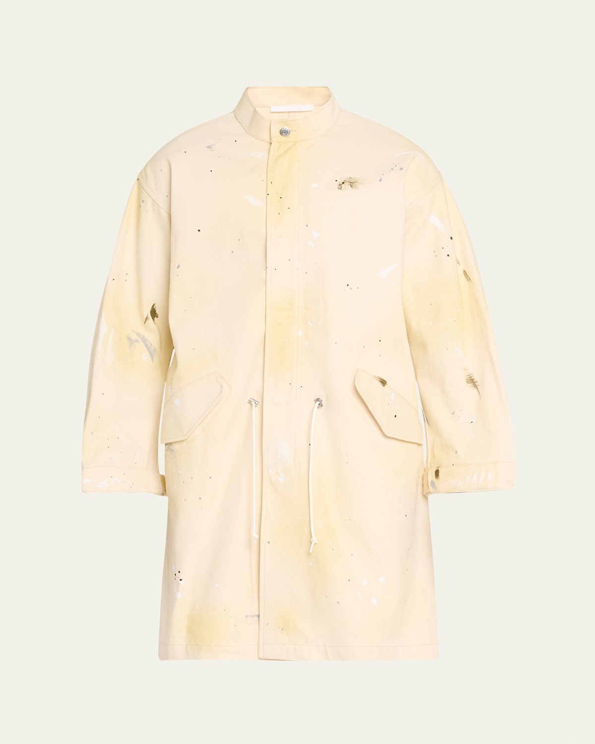 Helmut Lang Men's Paint Splatter Denim Parka In Ecru Painter