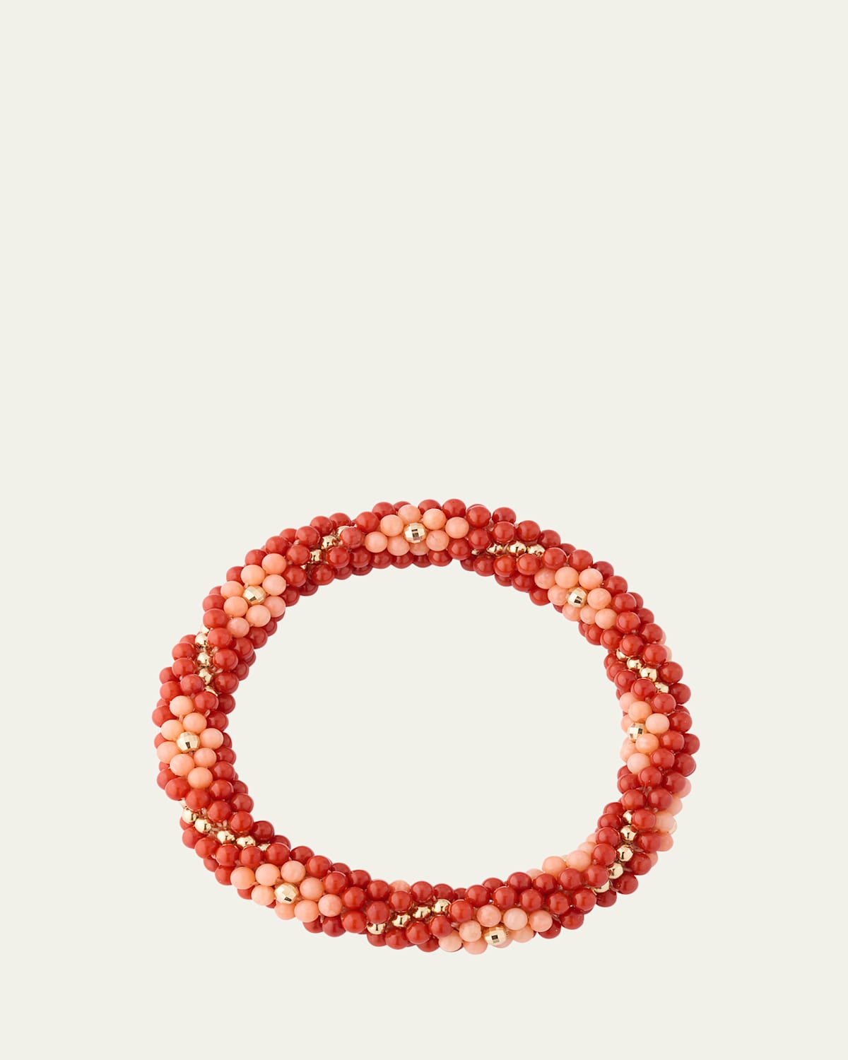 14K Yellow Gold and Coral Bead Bracelet