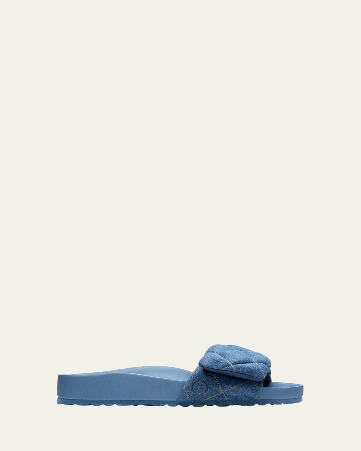 1774 BIRKENSTOCK SYLT QUILTED DENIM SLIDE SANDALS 