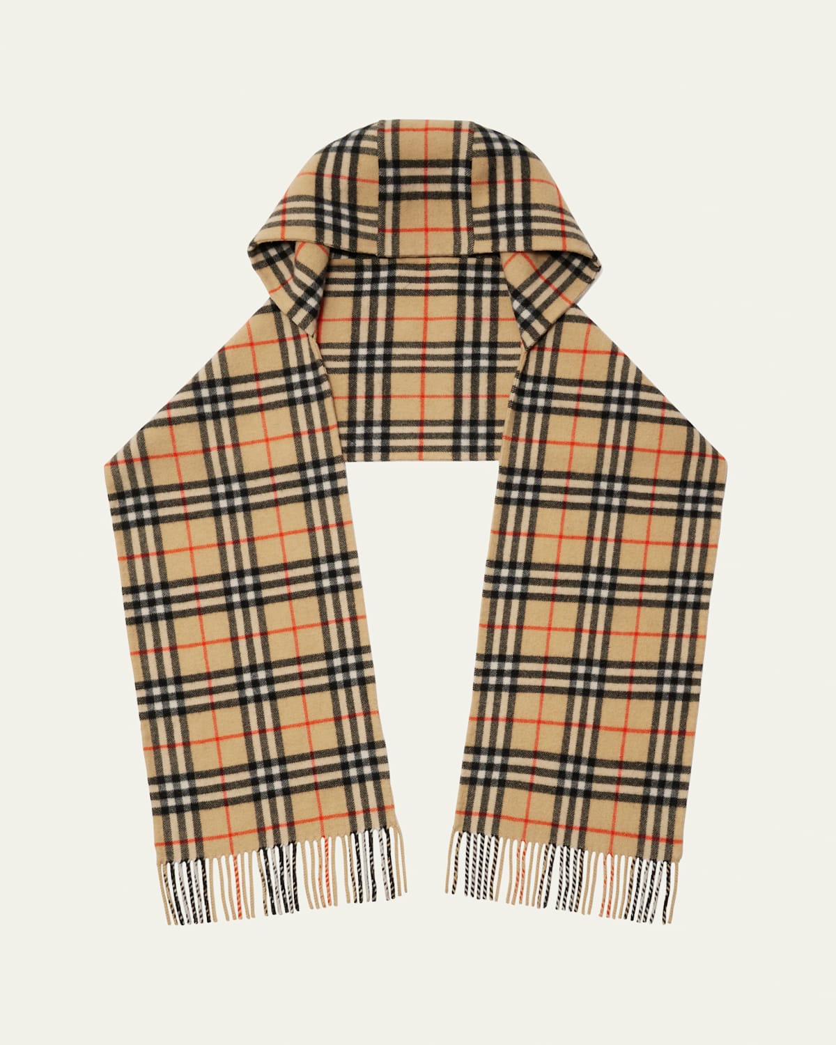 Burberry Giant Check Cashmere Hooded Scarf In Sand