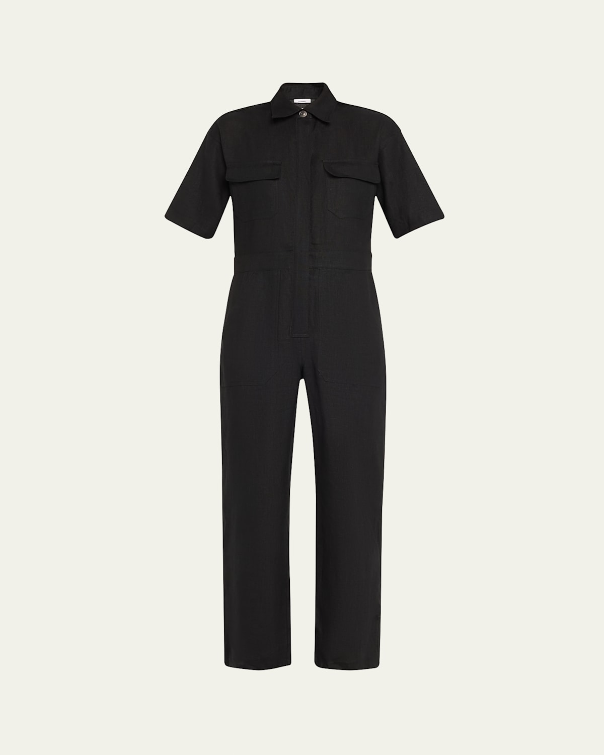 Dynamo Short-Sleeve Linen Jumpsuit