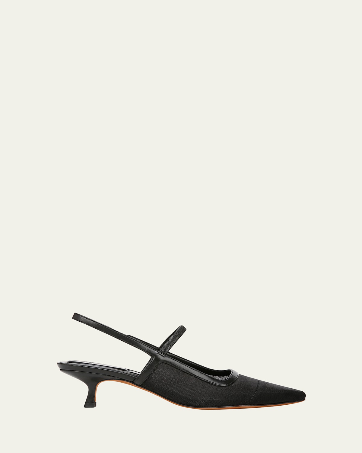 Vince Mesh Leather Kitten Slingback Pumps In Black