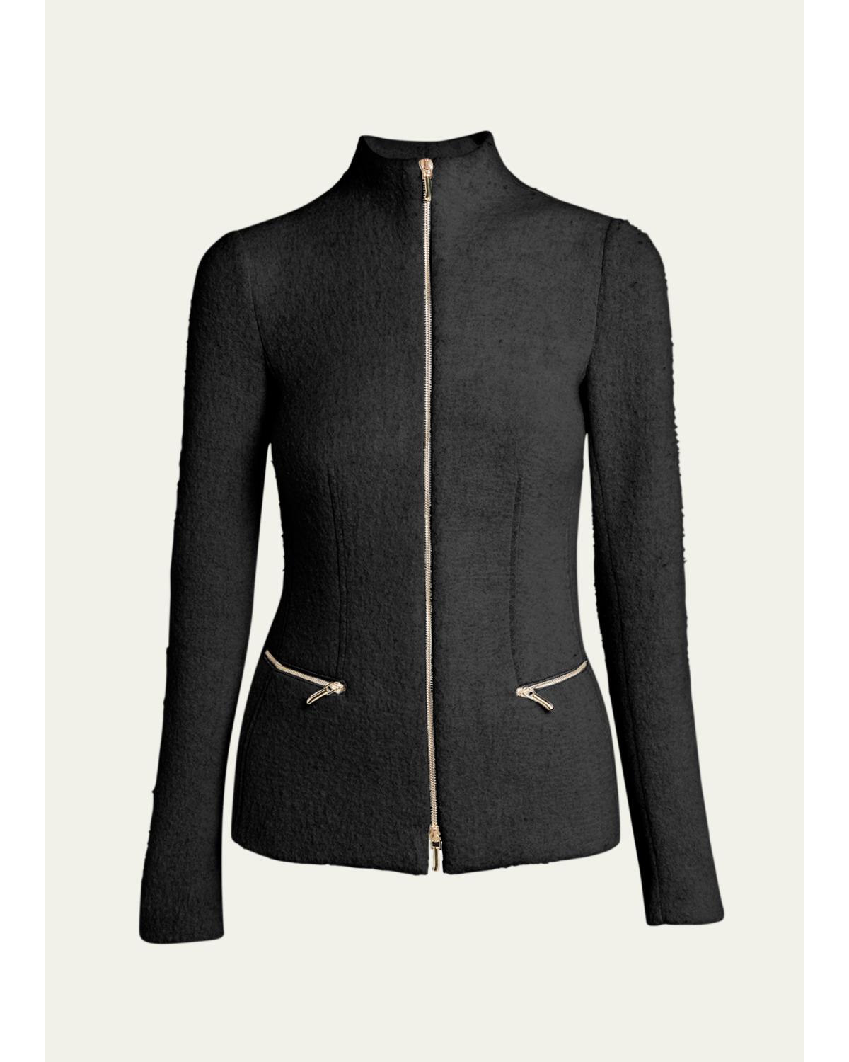Cashmere-Blend Zip-Front Jacket