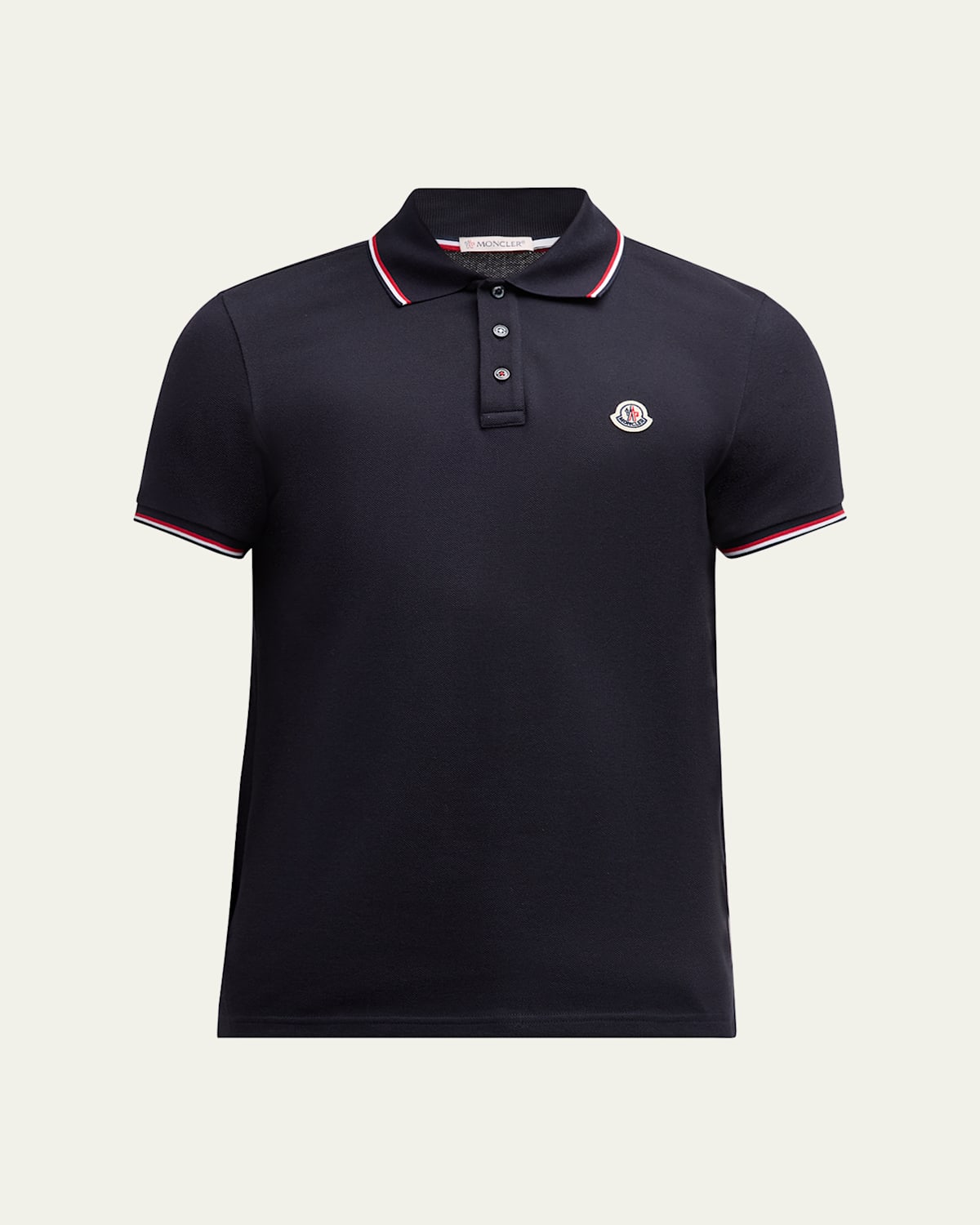 Moncler Cotton Polo Shirt With Logo In Blue