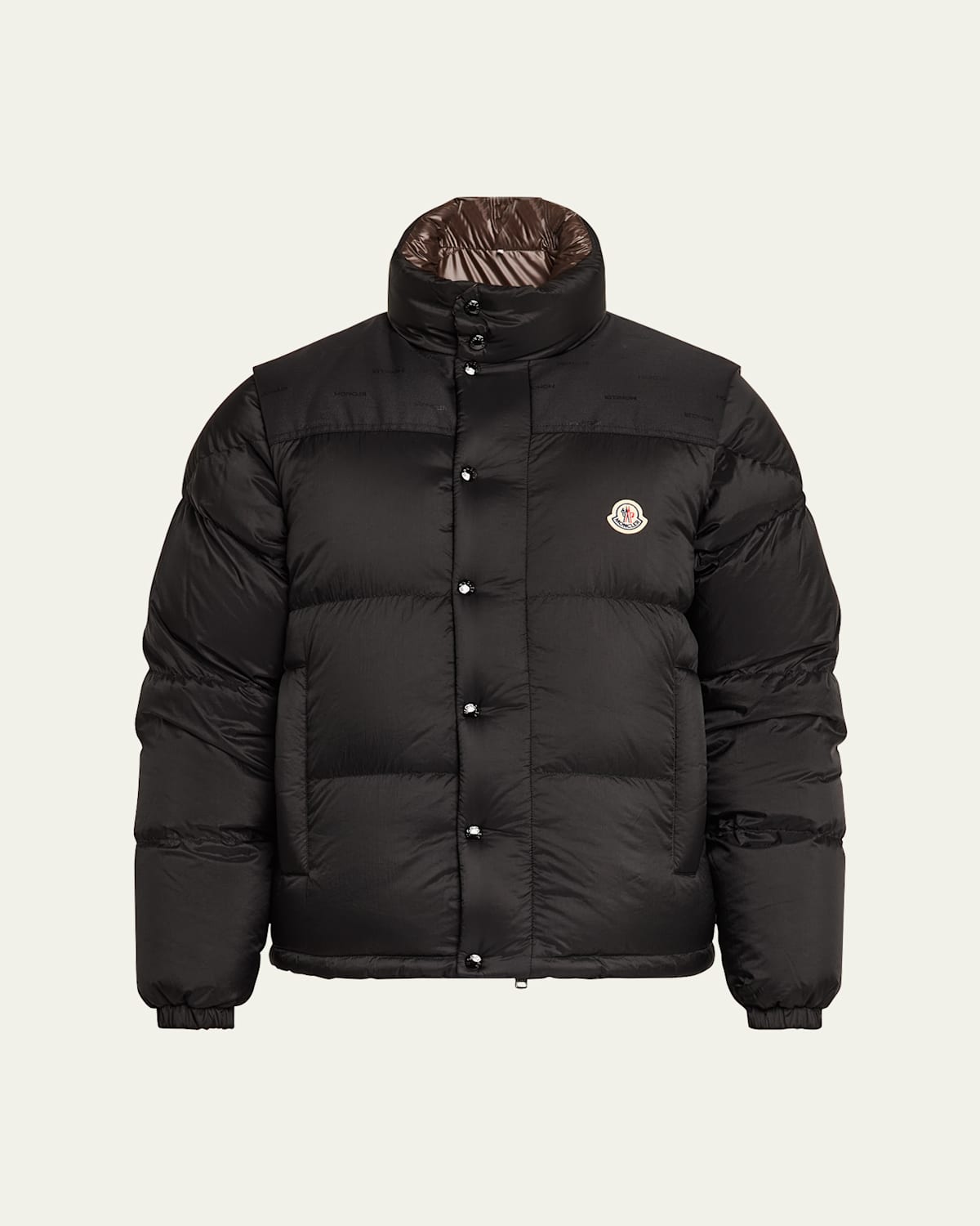 Moncler Brown & Black Verone Short Reversible Down Jacket In Black