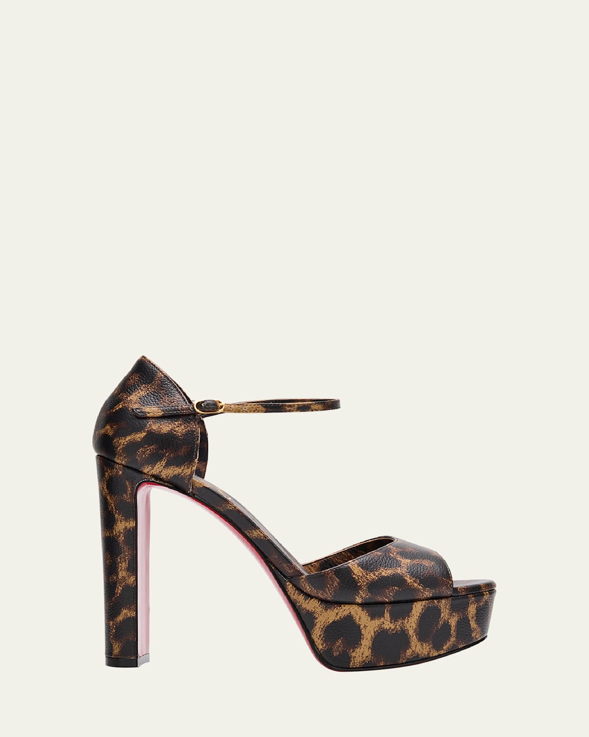Christian Louboutin Leopard Ankle-strap Red Sole Platform Sandals In Leopard Multi