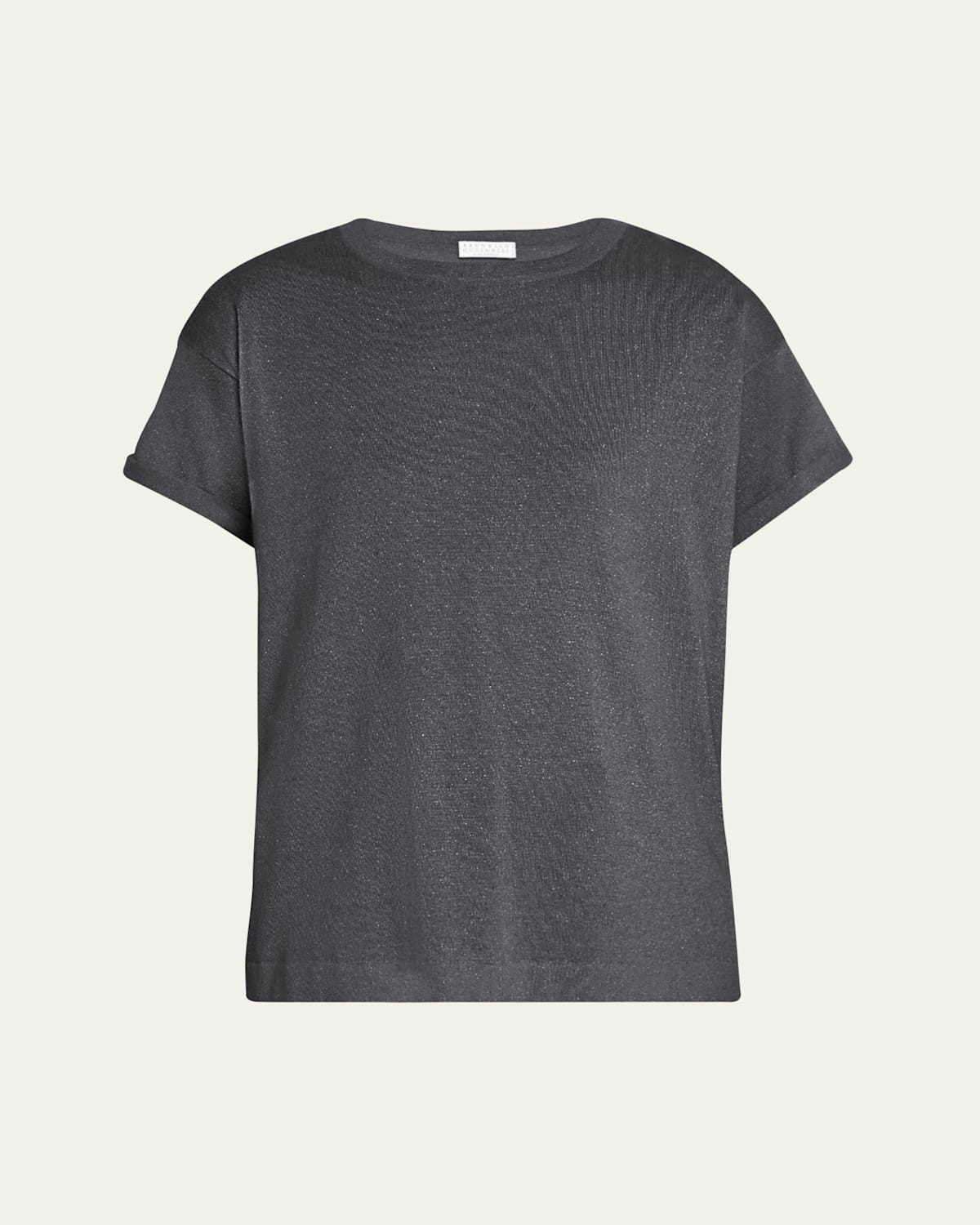 Brunello Cucinelli Cashmere-blend Knit Lurex T-shirt In Medium Grey