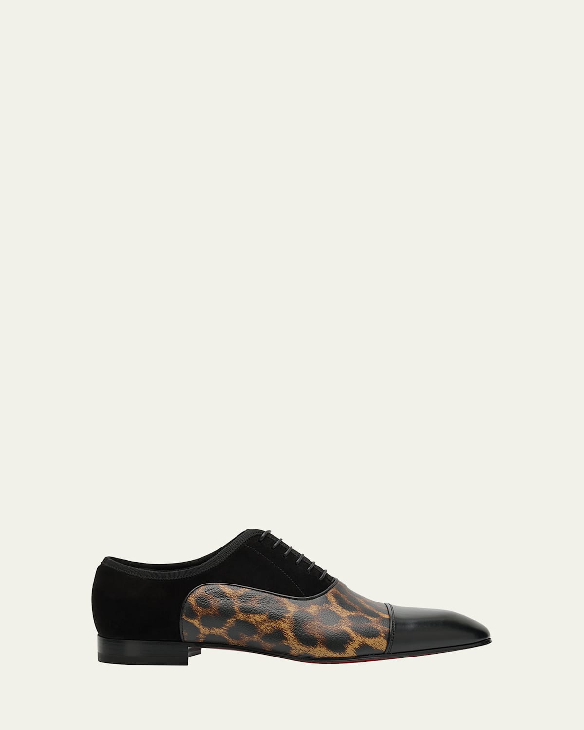 Christian Louboutin Men's Greggo Mixed Leather Red Sole Tuxedo Lace-ups In Black/multi