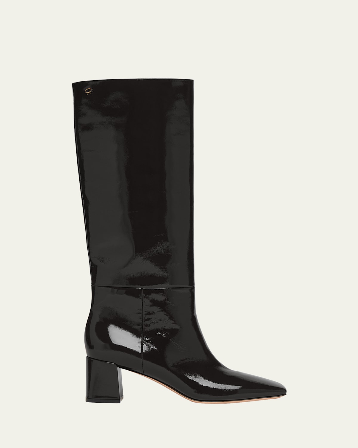Gianvito Rossi Patent Square-toe Knee Boots In Black Nero
