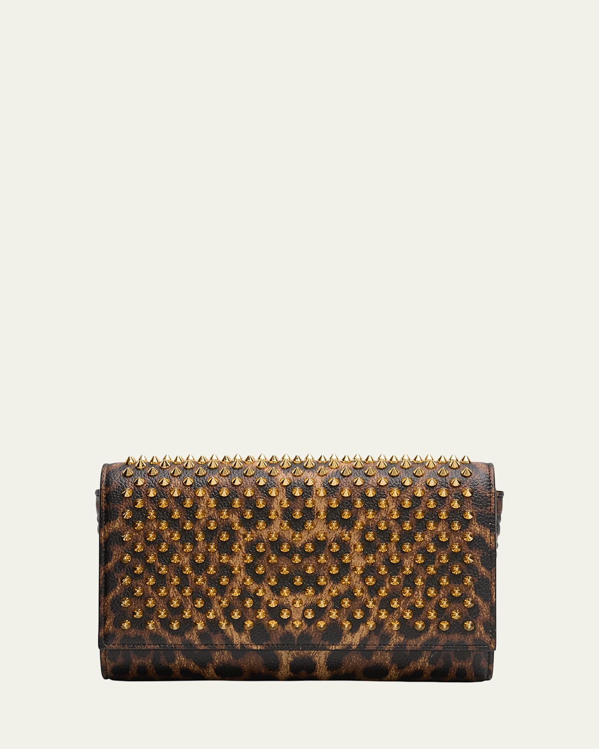 Christian Louboutin Paloma Spike Leopard-print Leather Wallet On Chain In Leopard