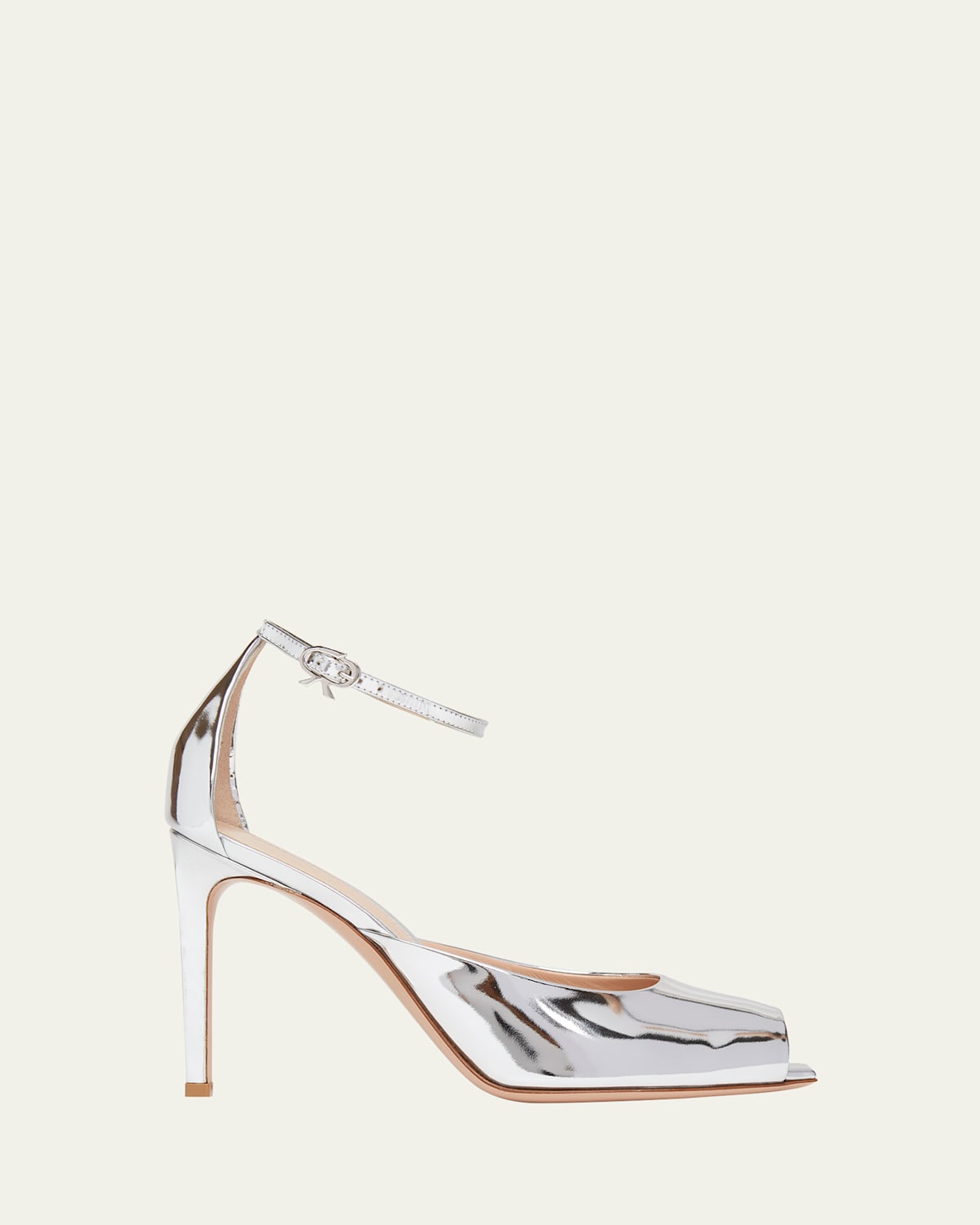 Shop Gianvito Rossi Metallic Leather Peep-toe Pumps In Silver Arge